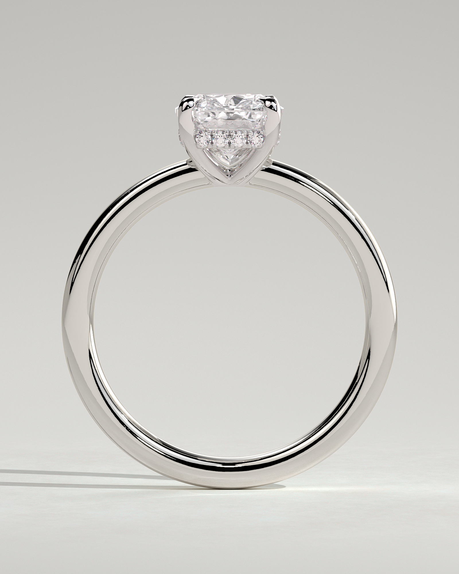 Ava  Elongated Cushion Solitaire - 18k White Gold Low Setting