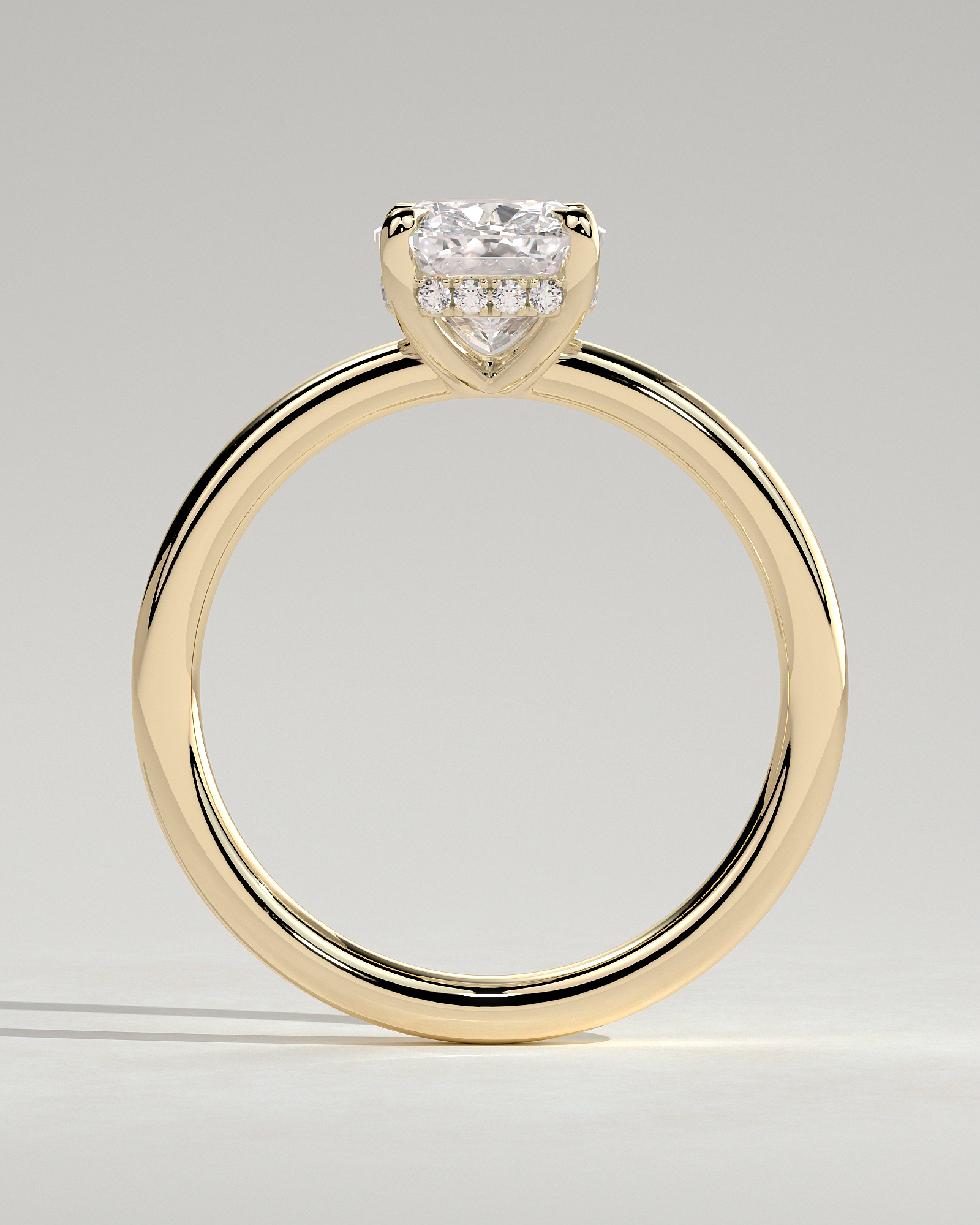 Ava  Elongated Cushion Solitaire - 18k Yellow Gold Low Setting