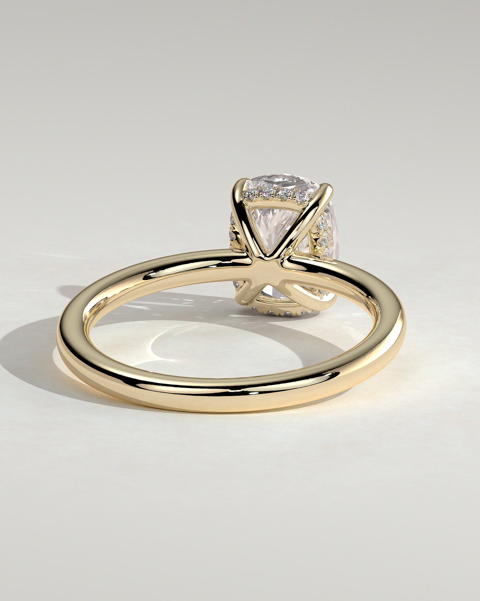 Ava  Elongated Cushion Solitaire - 18k Yellow Gold Low Setting