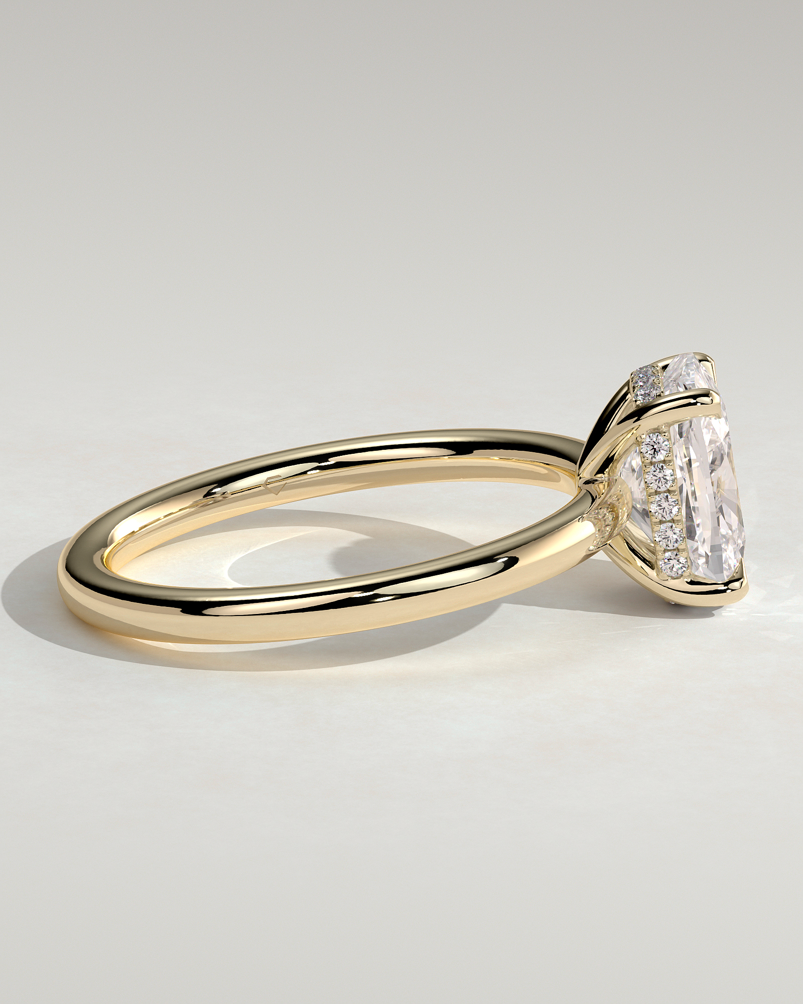 Ava  Elongated Cushion Solitaire - 18k Yellow Gold Low Setting