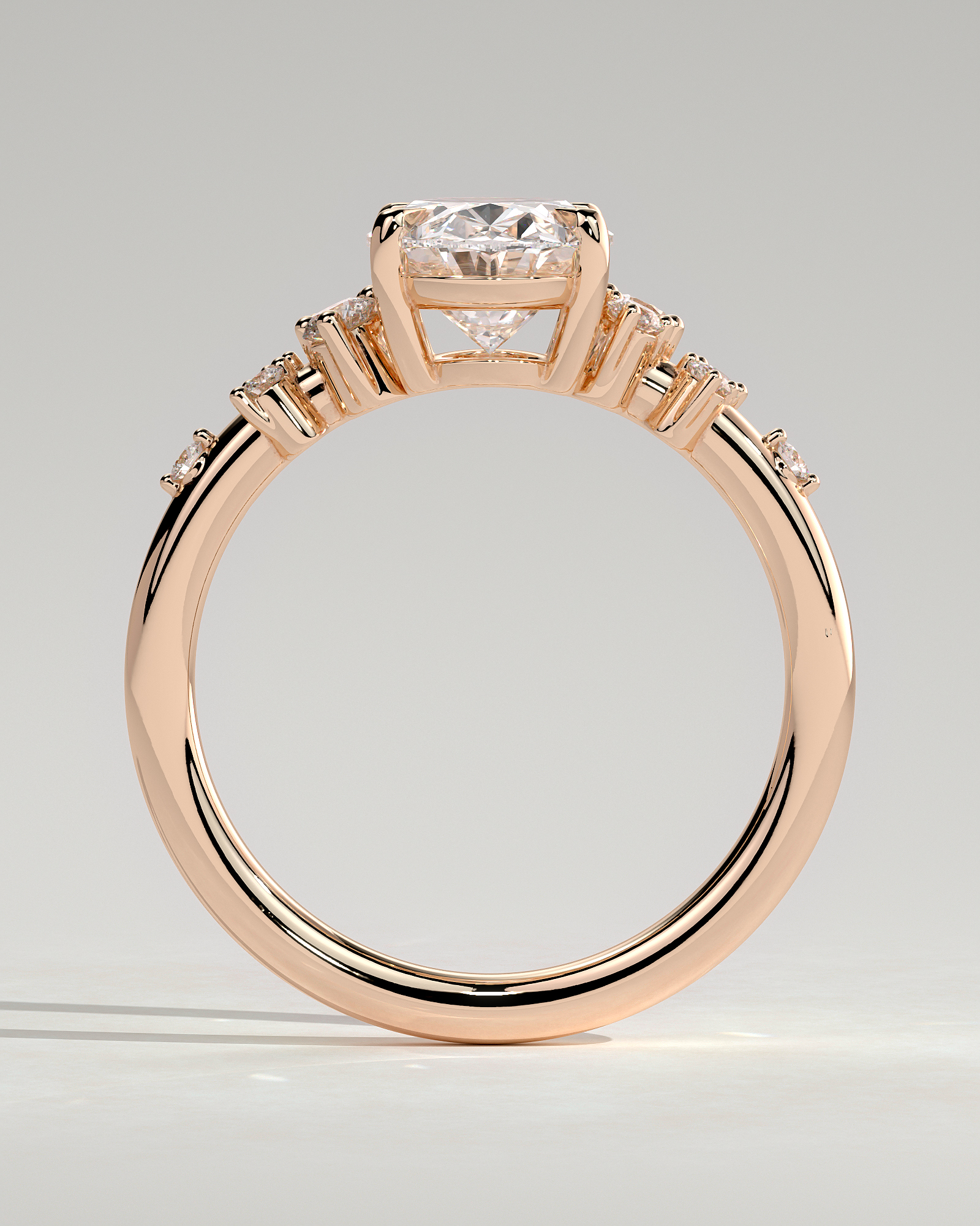 Bella  Oval Solitaire with Accent Stones - 18k Rose Gold