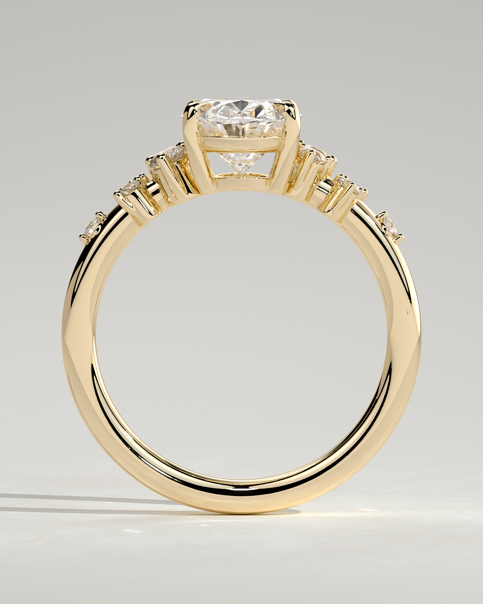 Bella  Oval Solitaire with Accent Stones - 18k Yellow Gold