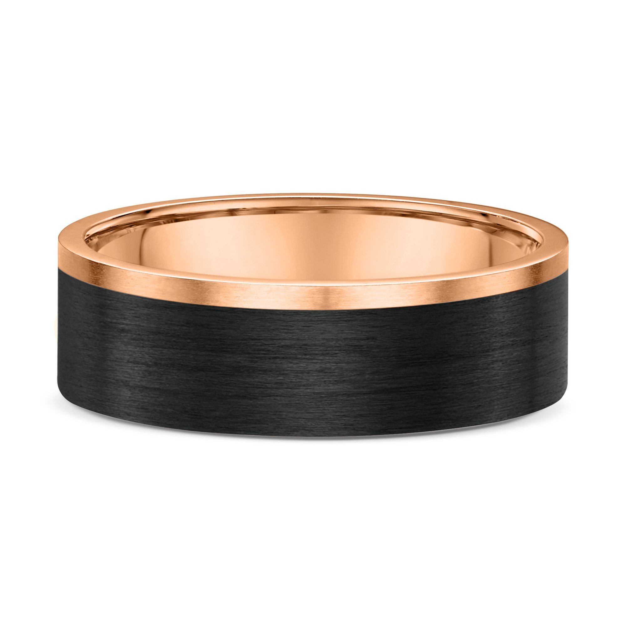 Benjamin Mens Wedding Ring - 9k Rose Gold / Carbon Fibre