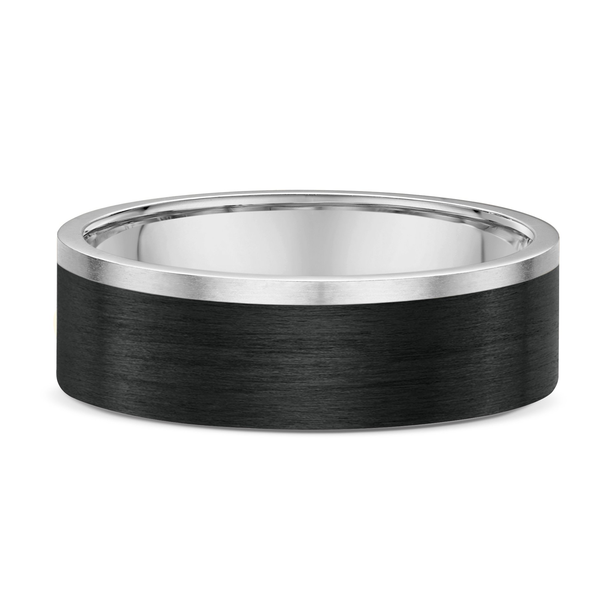 Benjamin Mens Wedding Ring - 9k White Gold / Carbon Fibre