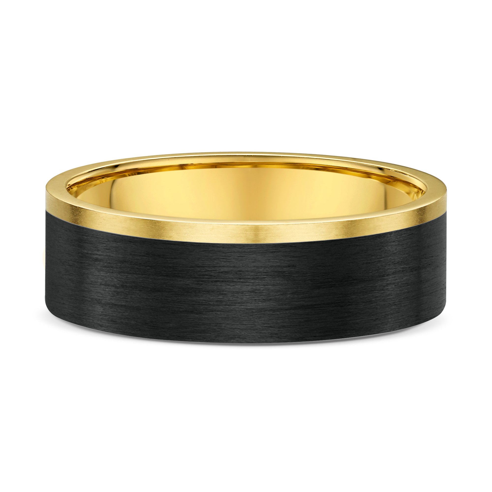 Benjamin Mens Wedding Ring - 9k Yellow Gold / Carbon Fibre