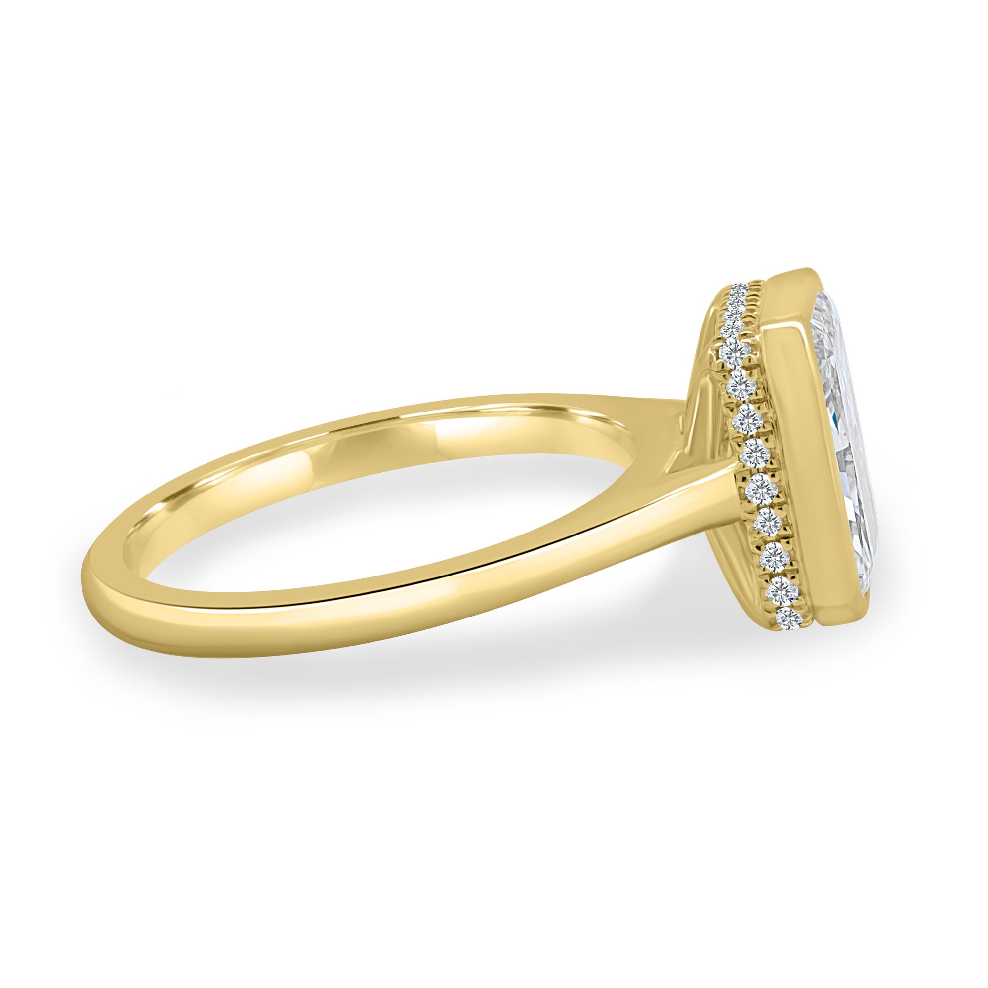 Bennie - Radiant Bezel Cathedral Solitaire with Hidden Halo - 18k Yellow Gold