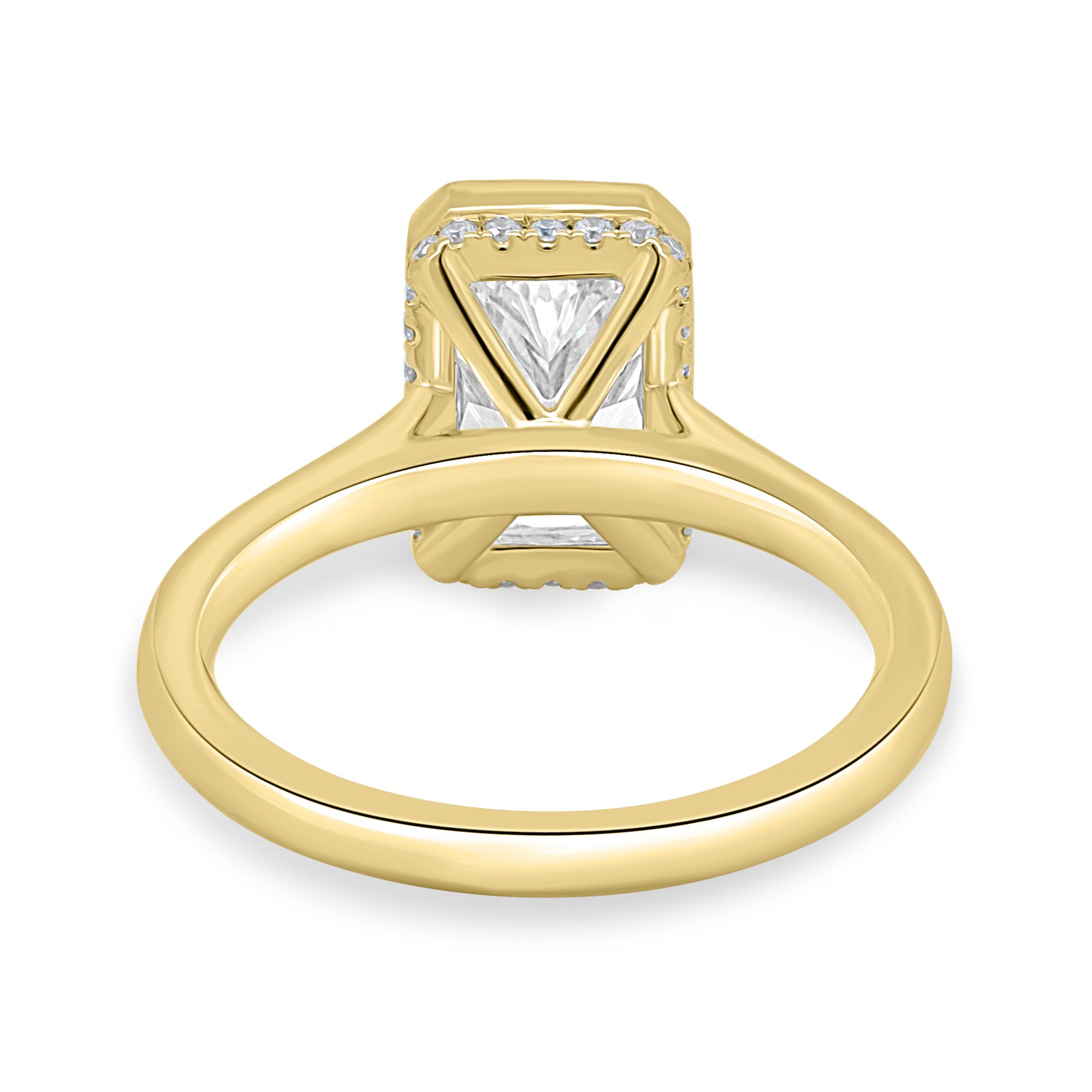 Bennie - Radiant Bezel Cathedral Solitaire with Hidden Halo - 18k Yellow Gold