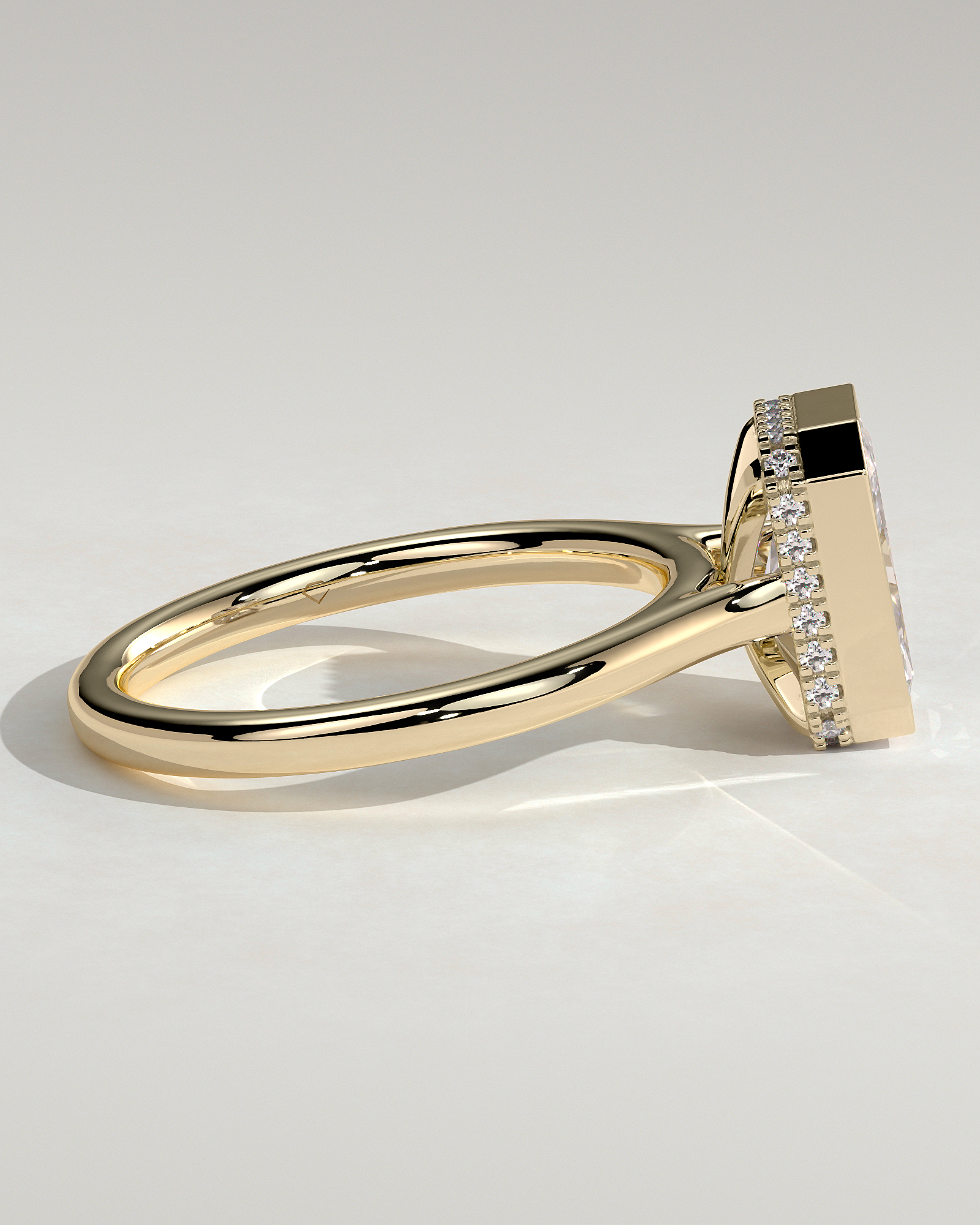 Bennie - Radiant Bezel Cathedral Solitaire with Hidden Halo - 18k Yellow Gold