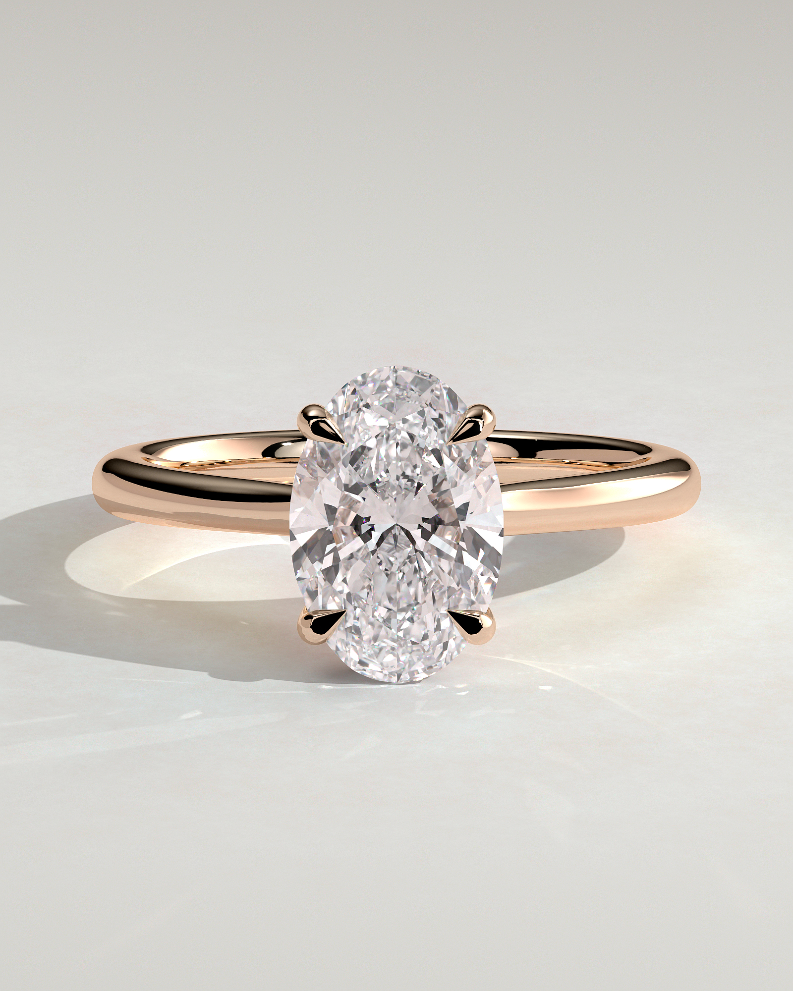 Bethany  Oval Solitaire with Hidden Halo - 18k Rose Gold