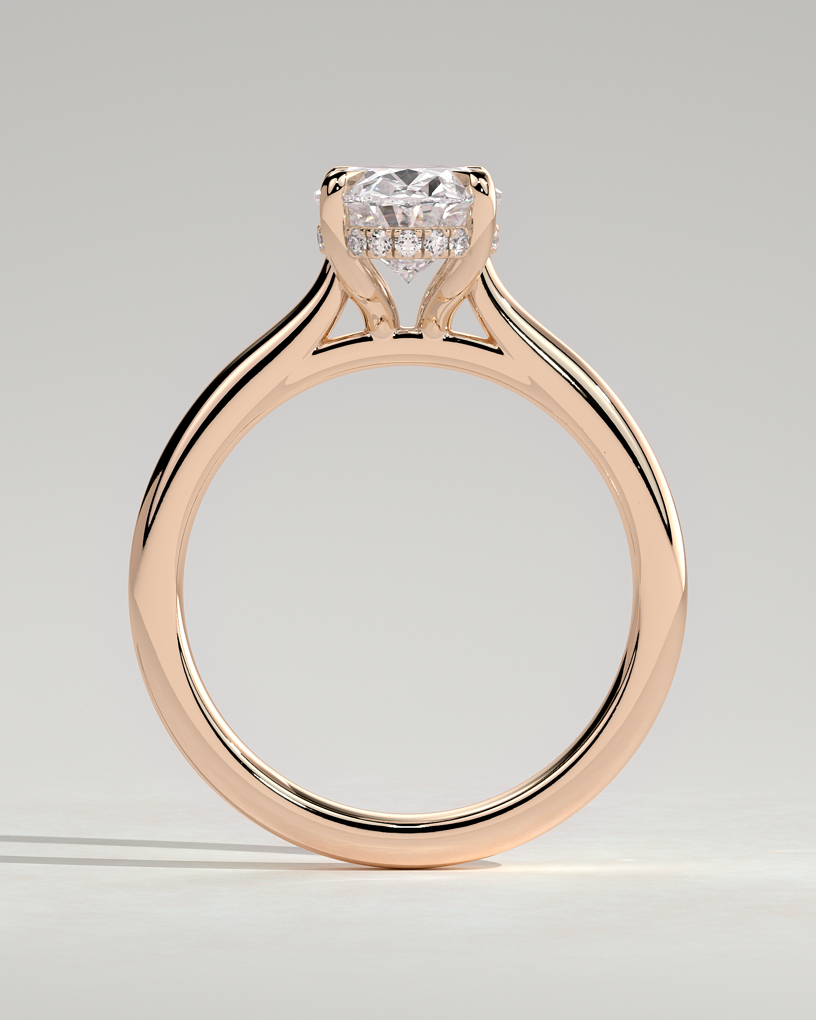 Bethany  Oval Solitaire with Hidden Halo - 18k Rose Gold