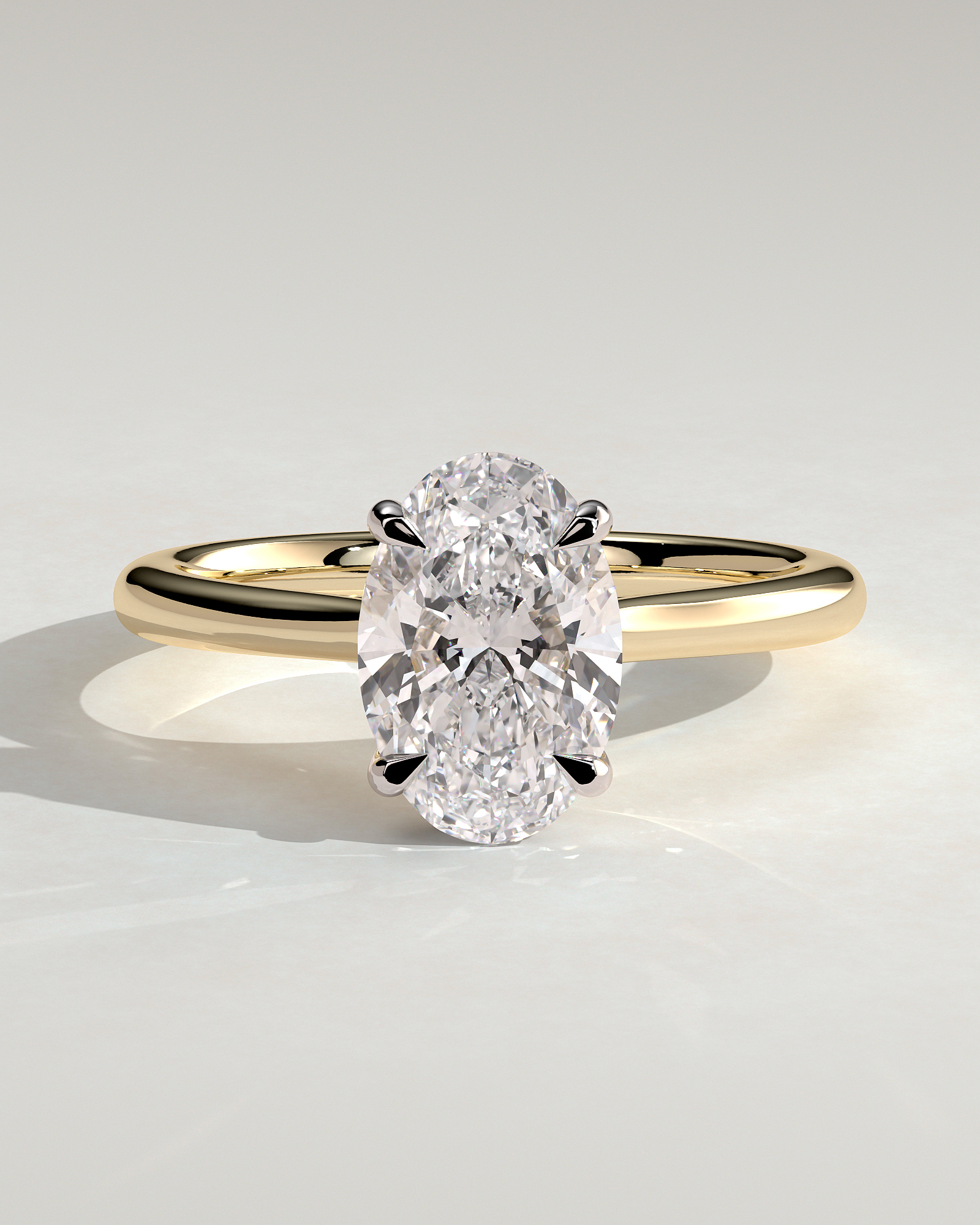 Bethany  Oval Solitaire with Hidden Halo - 18k Yellow Gold / 18k White Gold