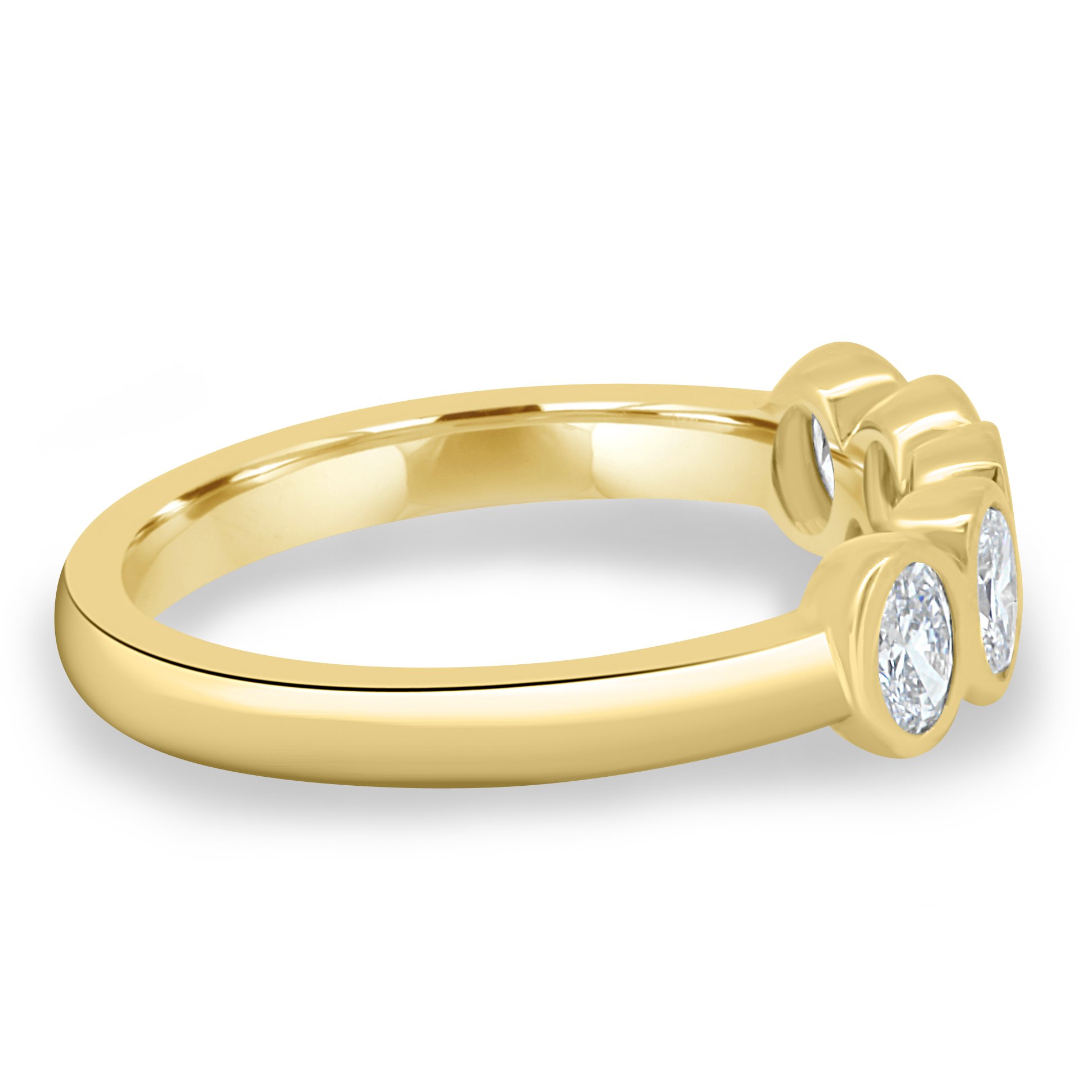 Betty - Bezel Set Oval Wedding Ring - 5 stones 18k Yellow Gold