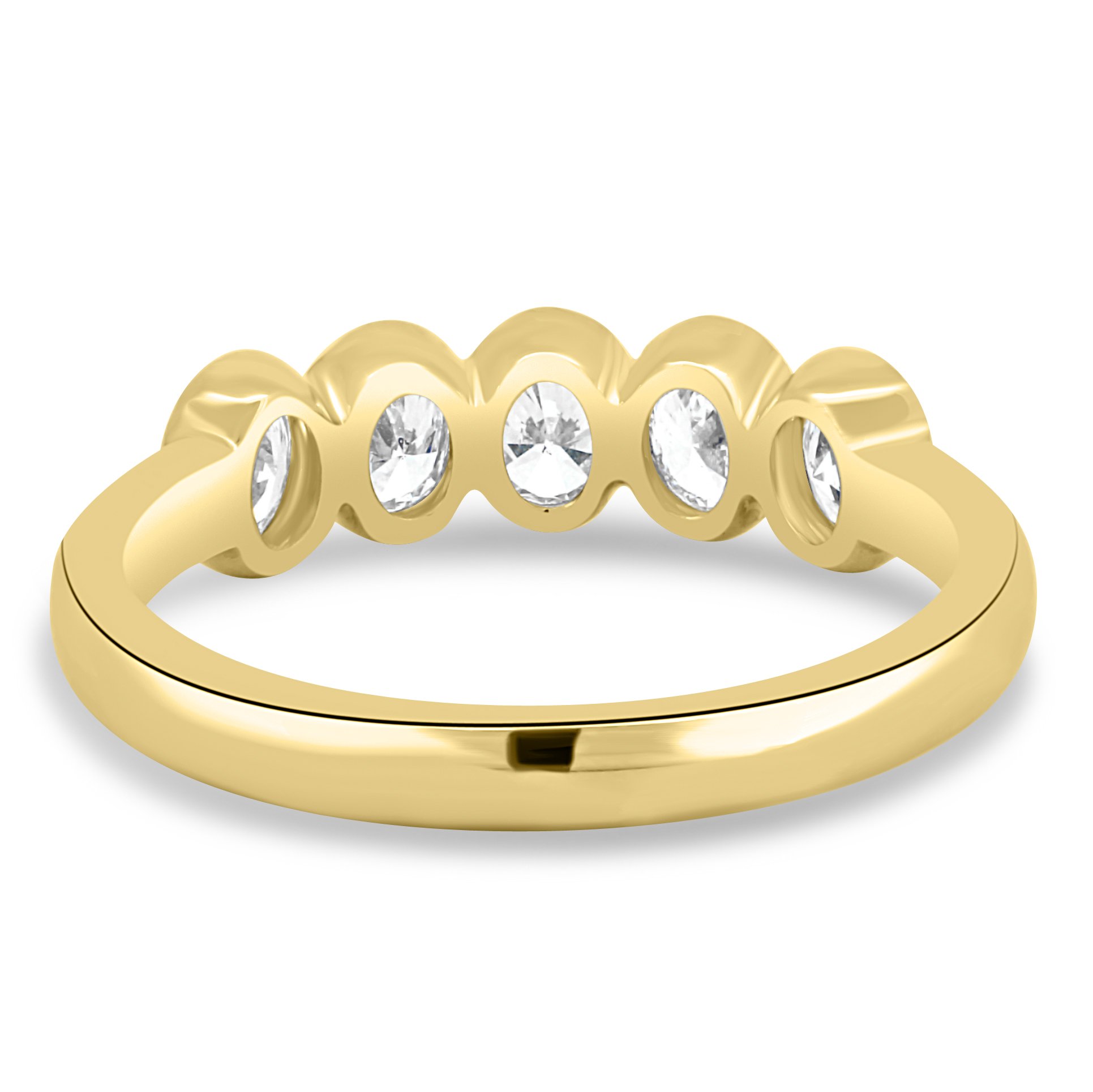 Betty - Bezel Set Oval Wedding Ring - 5 stones 18k Yellow Gold