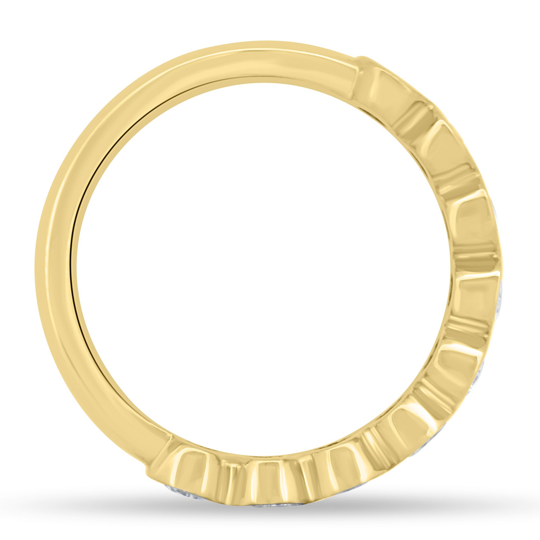 Betty - Bezel Set Oval Wedding Ring - 9 stones 18k Yellow Gold