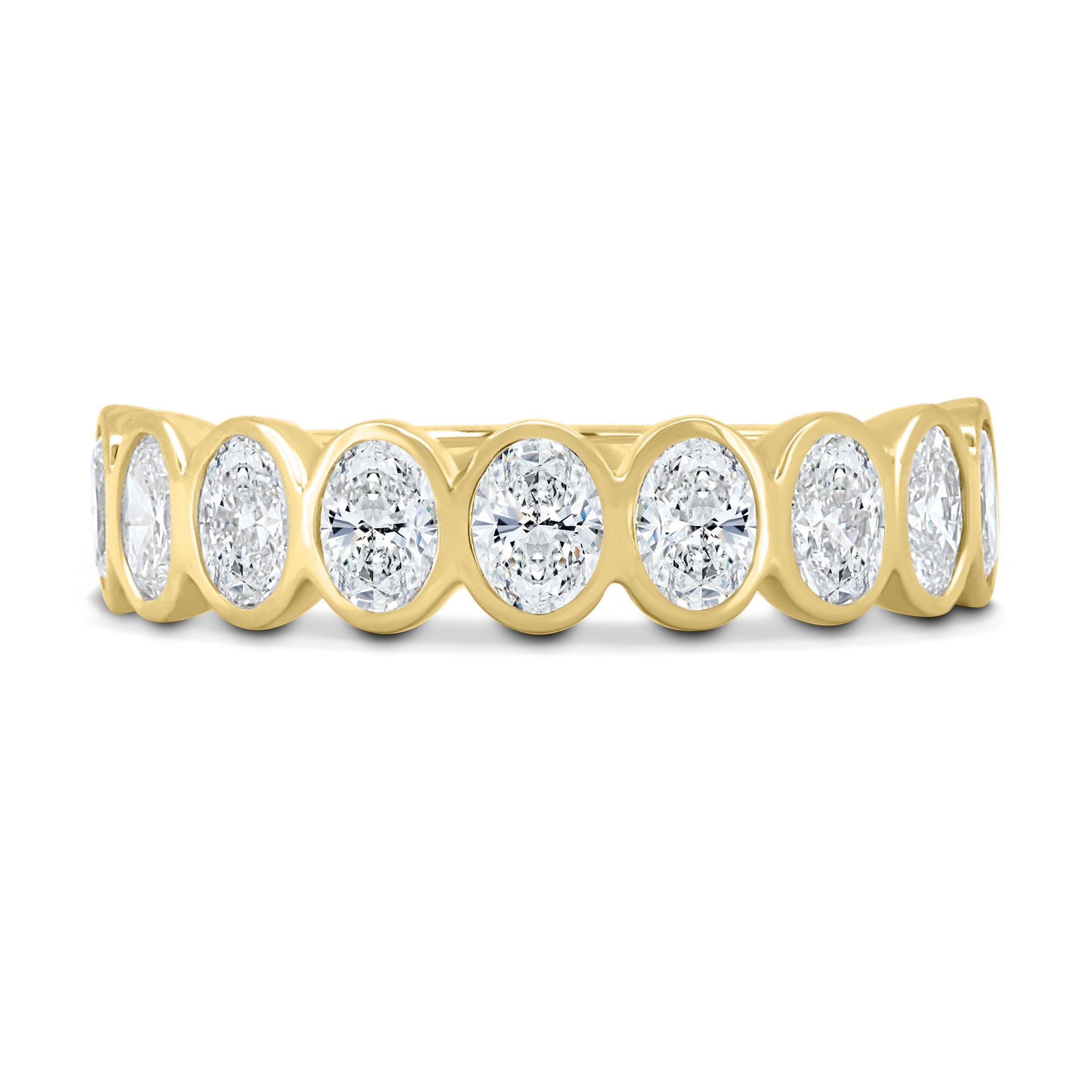Betty - Bezel Set Oval Wedding Ring - 9 stones 18k Yellow Gold