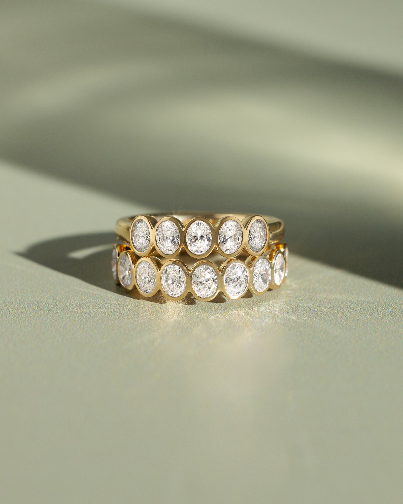 Betty - Bezel Set Oval Wedding Ring Lifestyle Image