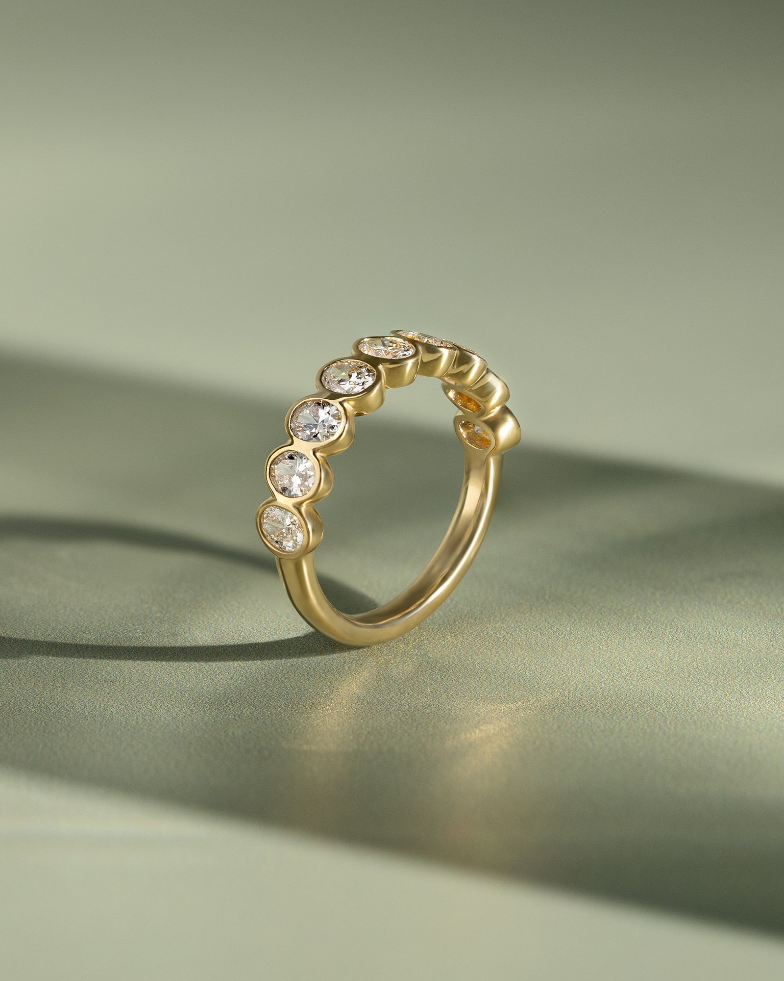 Betty - Bezel Set Oval Wedding Ring Lifestyle Image