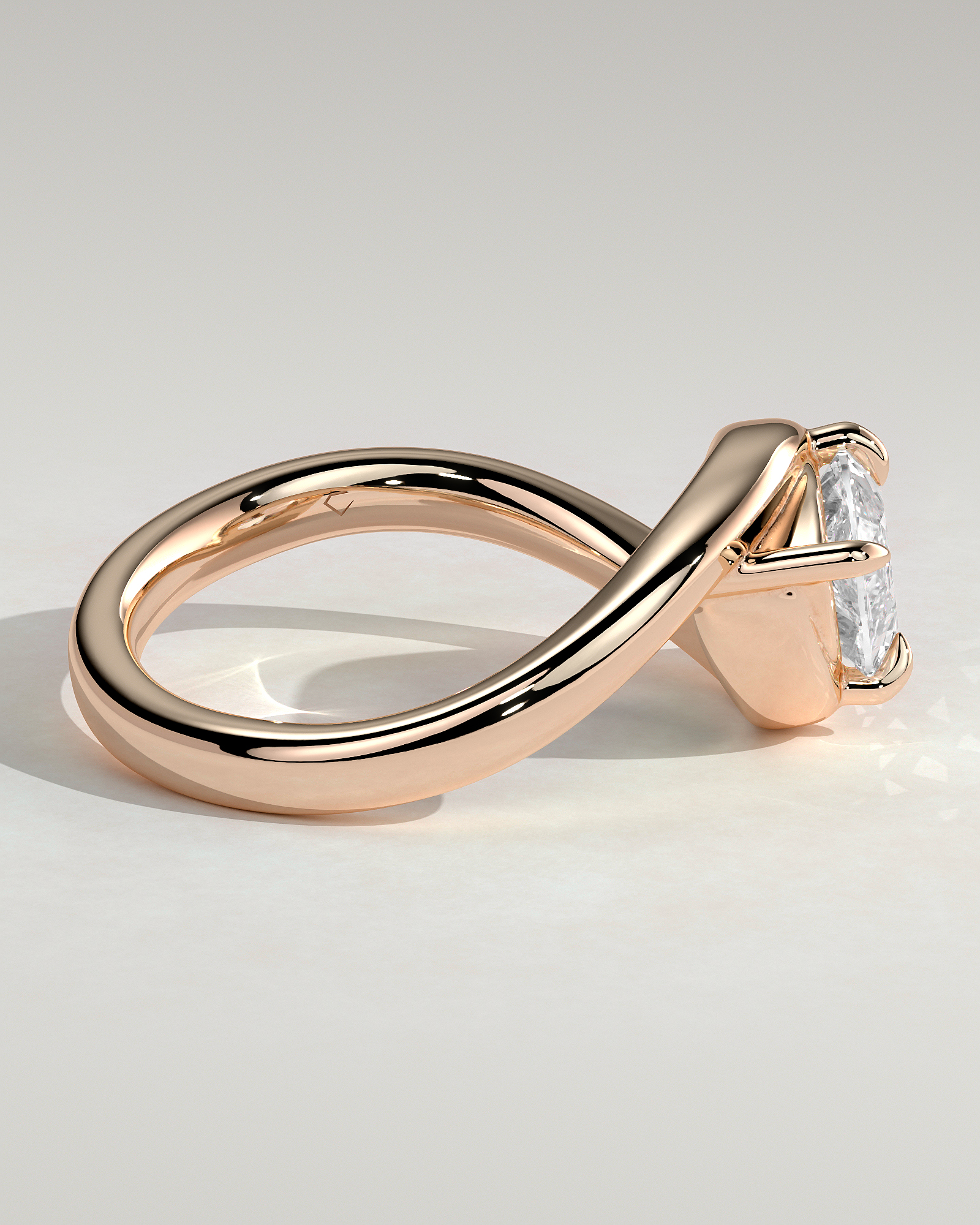 Marquise 4 Claw Solitaire with Bypass Band and East West Setting Engagement Ring - 18k Rose Gold