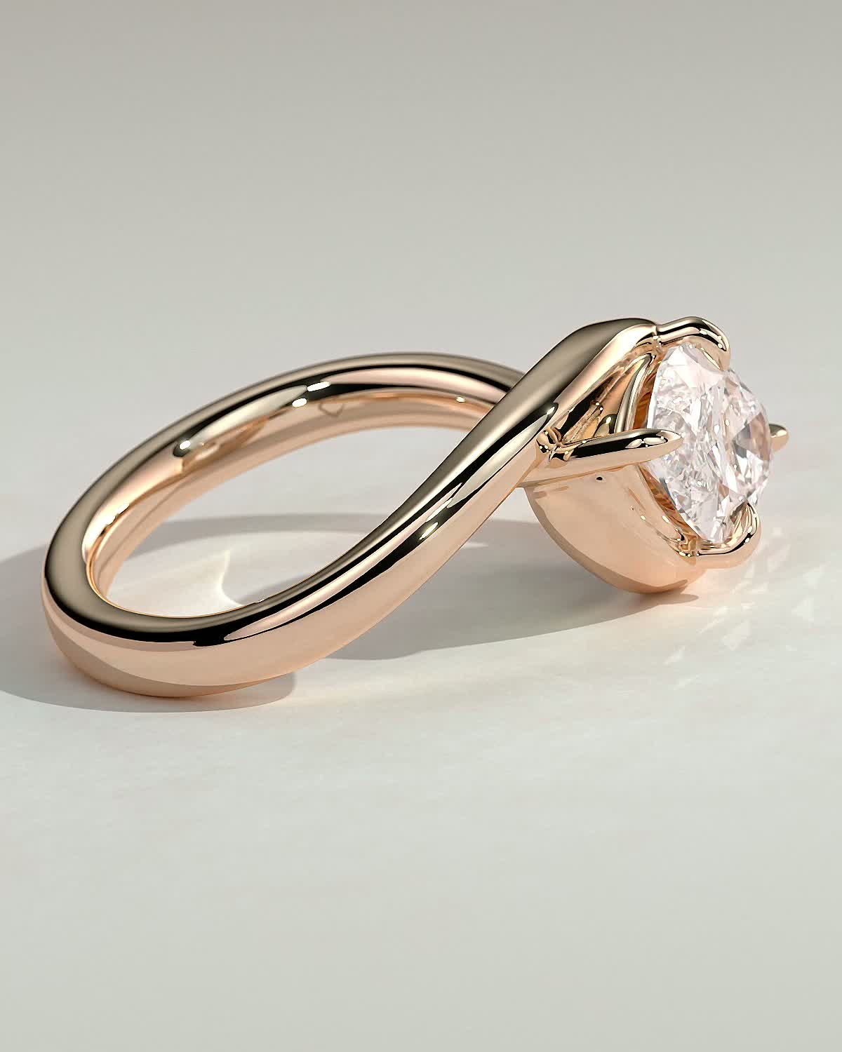 Marquise 4 Claw Solitaire with Bypass Band and East West Setting Engagement Ring - 18k Rose Gold