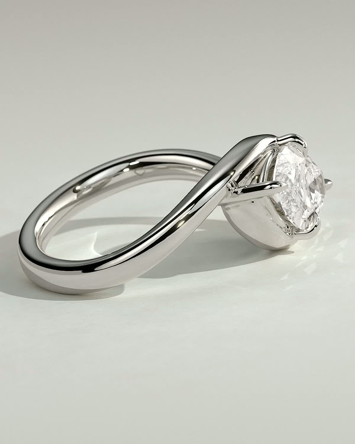 Marquise 4 Claw Solitaire with Bypass Band and East West Setting Engagement Ring - 18k White Gold