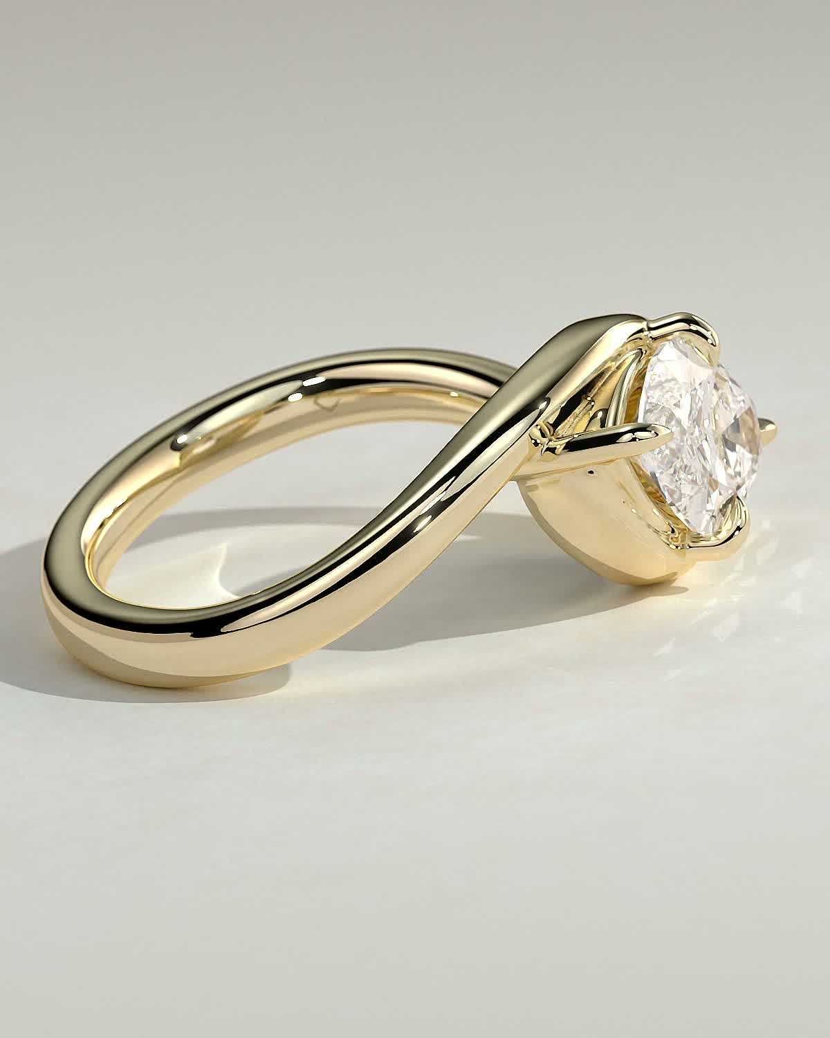 Marquise 4 Claw Solitaire with Bypass Band and East West Setting Engagement Ring - 18k Yellow Gold
