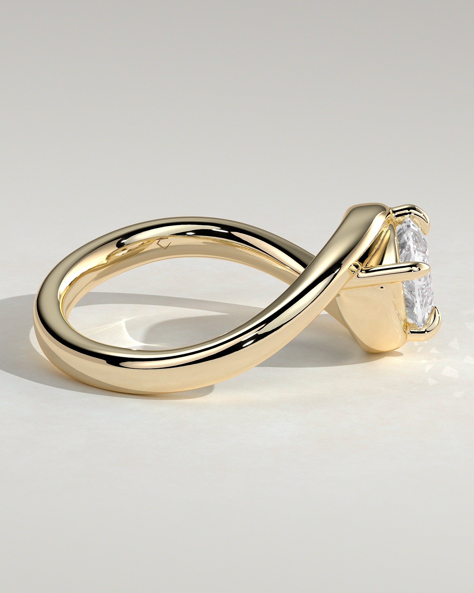 Marquise 4 Claw Solitaire with Bypass Band and East West Setting Engagement Ring - 18k Yellow Gold