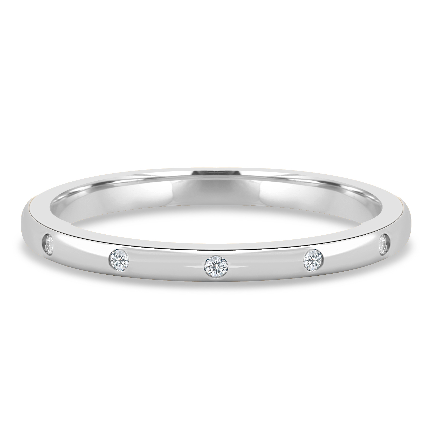 Bianca  Hammer Set Wedding Ring - 18k White Gold
