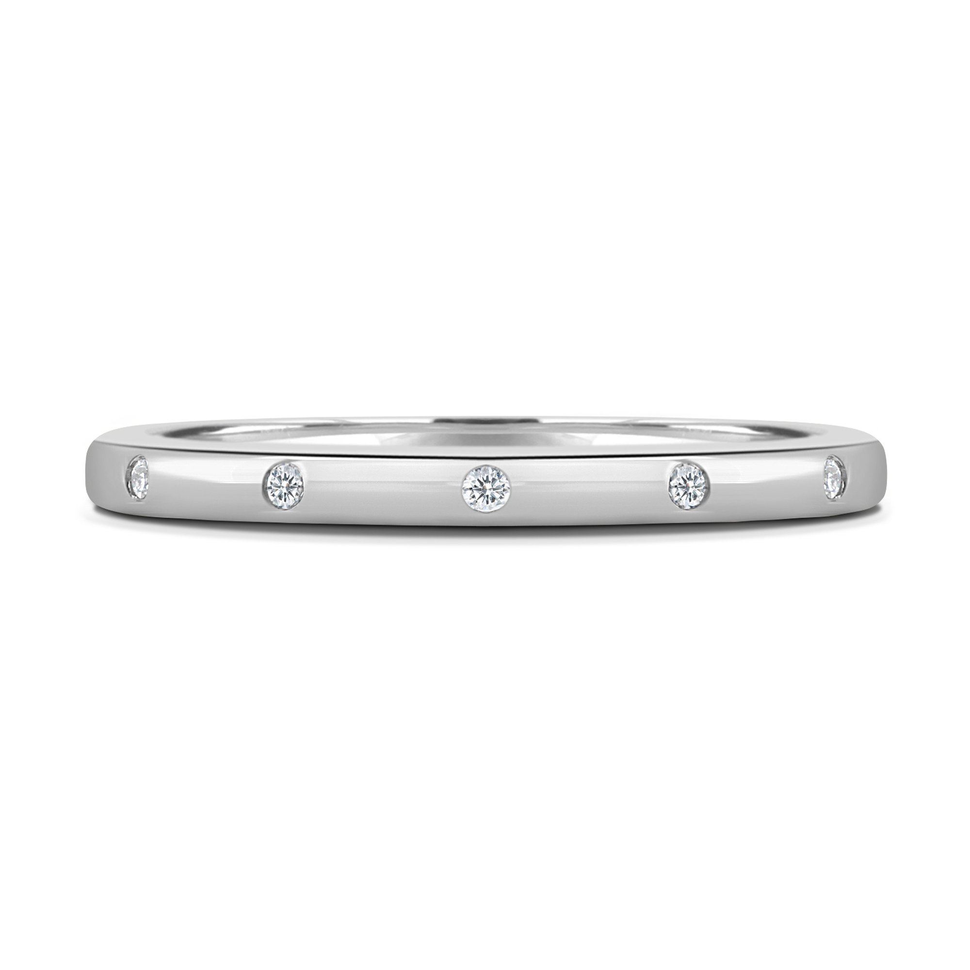 Bianca  Hammer Set Wedding Ring - 18k White Gold
