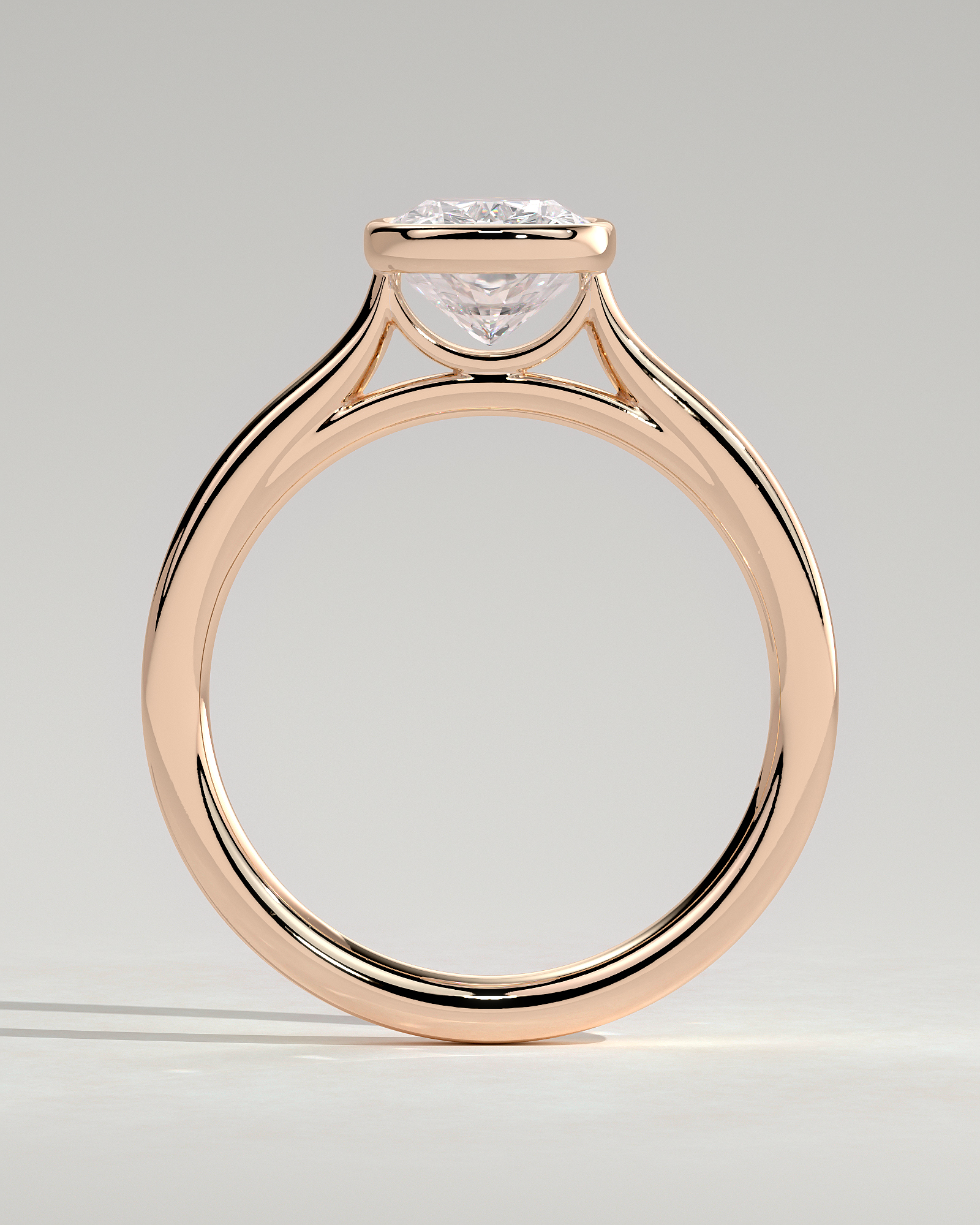 Billie - Cathedral Bezel Set Elongated Cushion - 18k Rose Gold