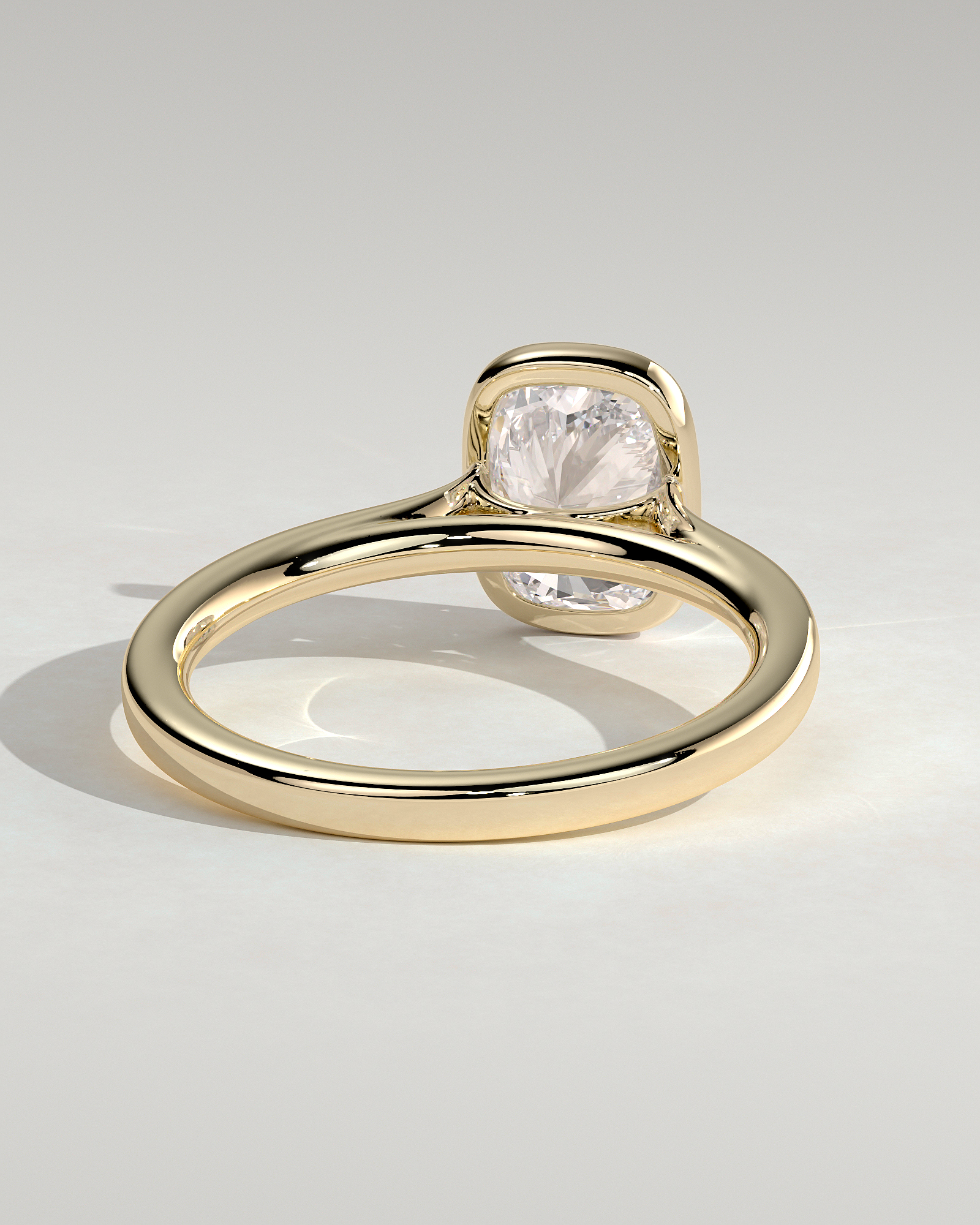 Billie - Cathedral Bezel Set Elongated Cushion - 18k Yellow Gold