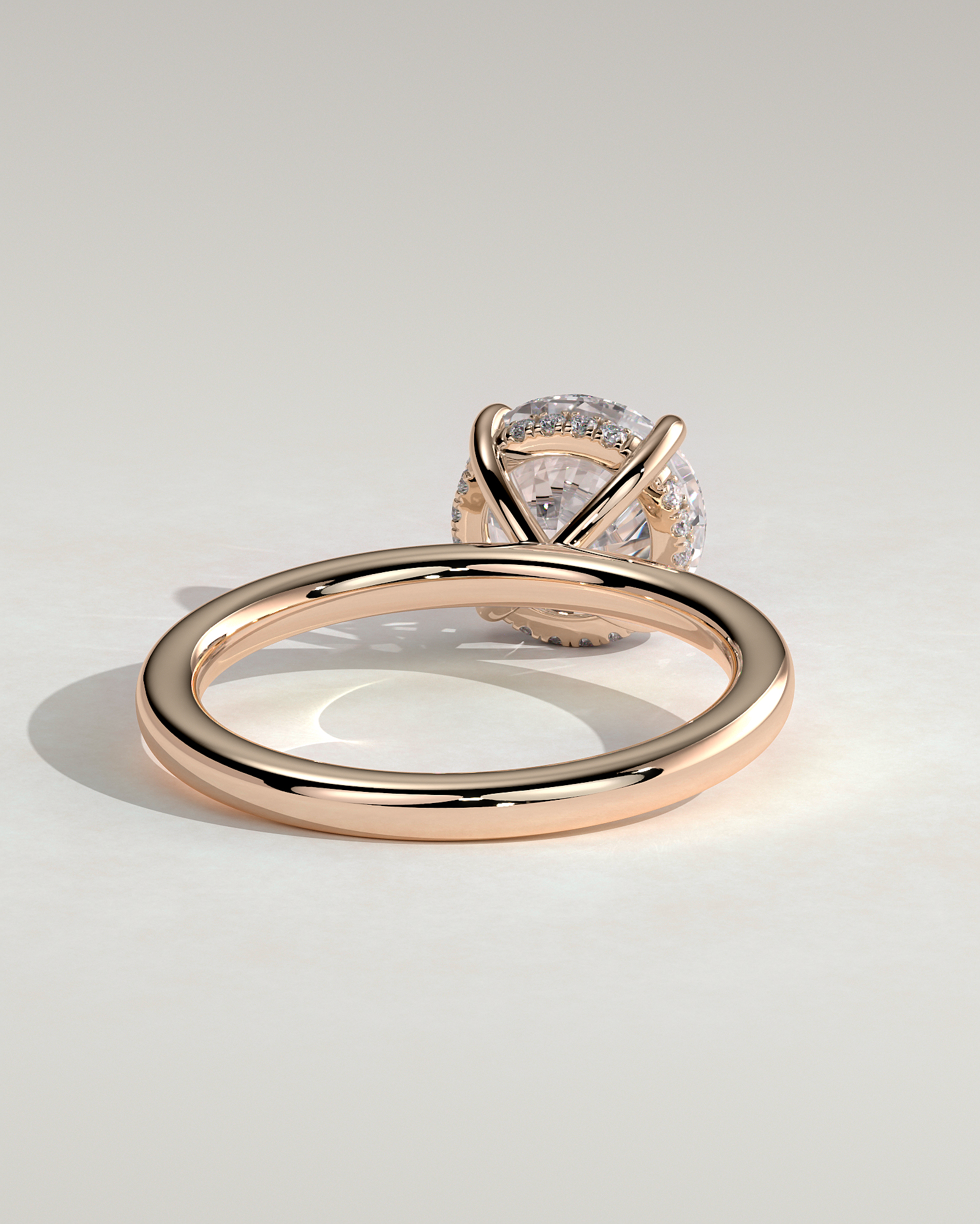 Bindi - Round Solitaire with Hidden Halo - 18k Rose Gold