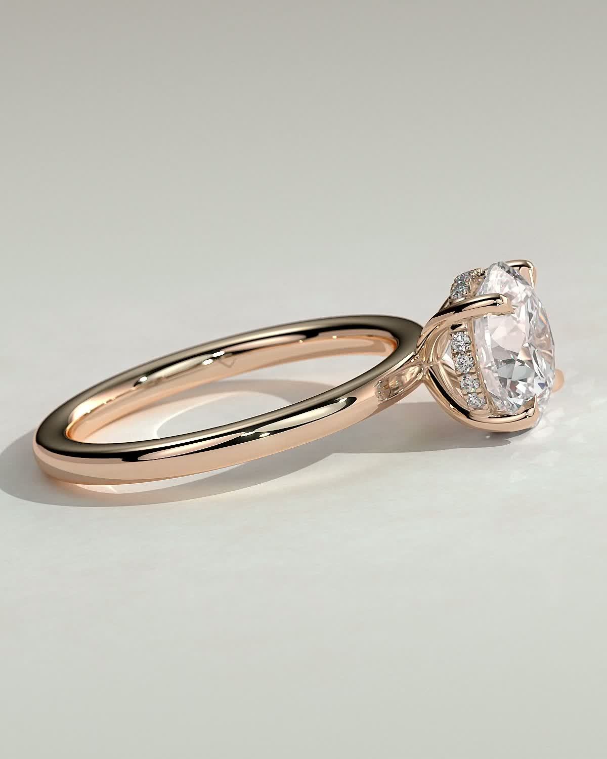 Bindi - Round Solitaire with Hidden Halo - 18k Rose Gold