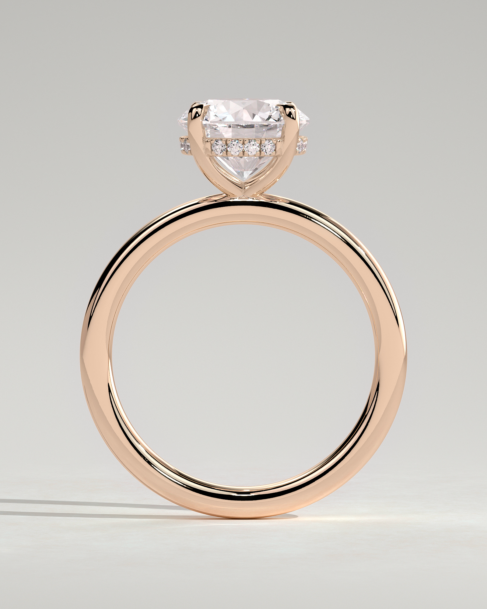 Bindi - Round Solitaire with Hidden Halo - 18k Rose Gold