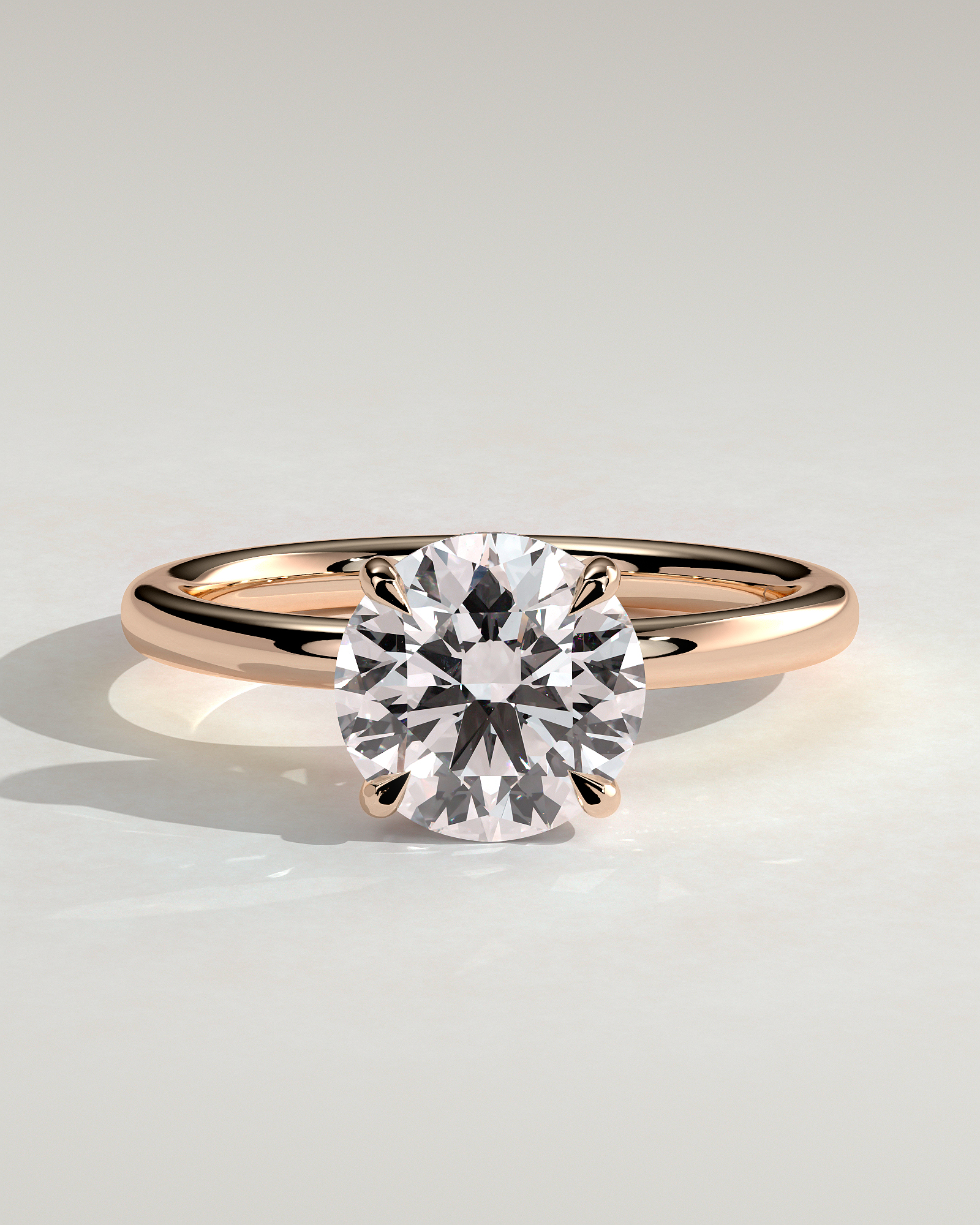 Bindi - Round Solitaire with Hidden Halo - 18k Rose Gold