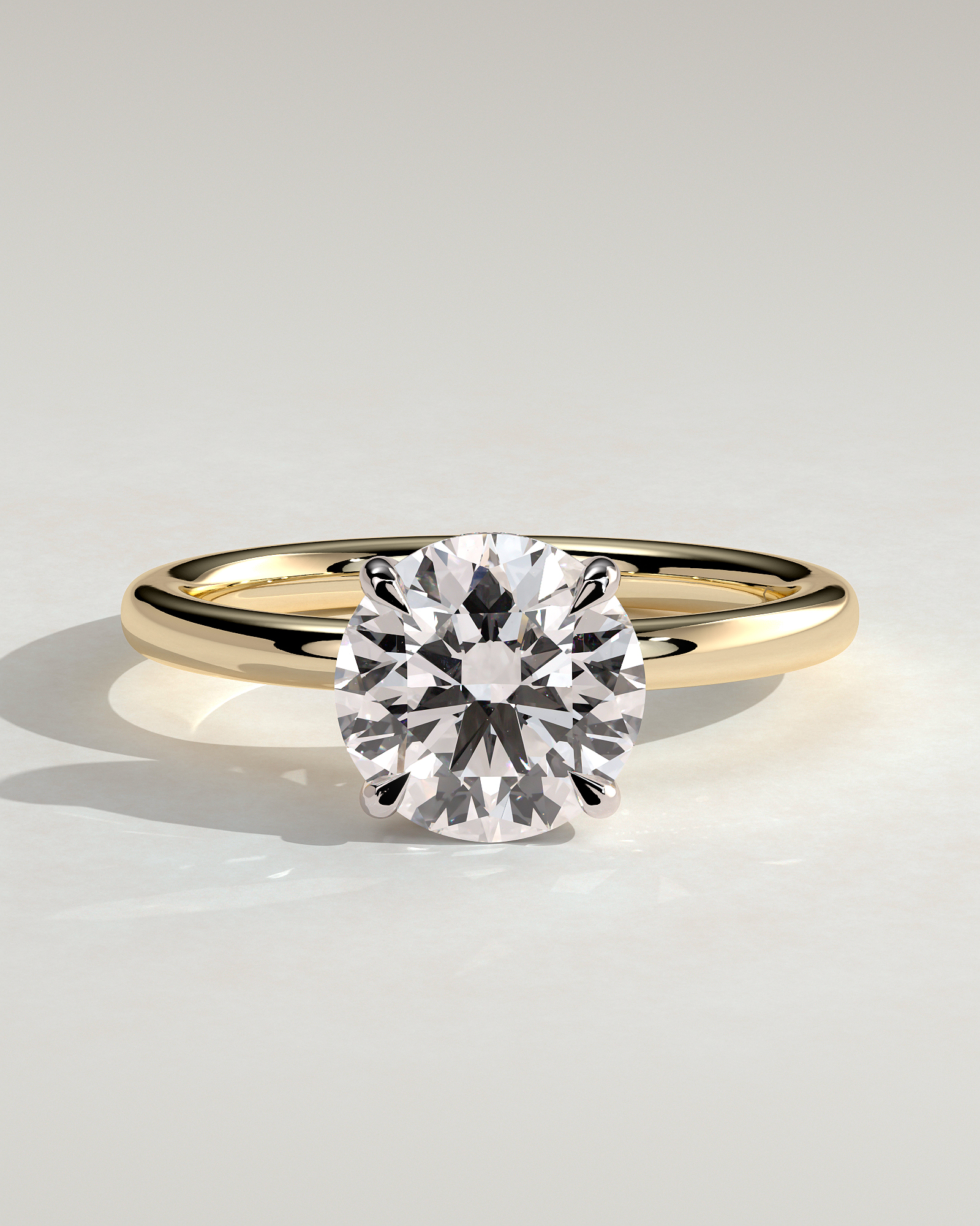Bindi - Round Solitaire with Hidden Halo - 18k Yellow Gold / 18k White Gold