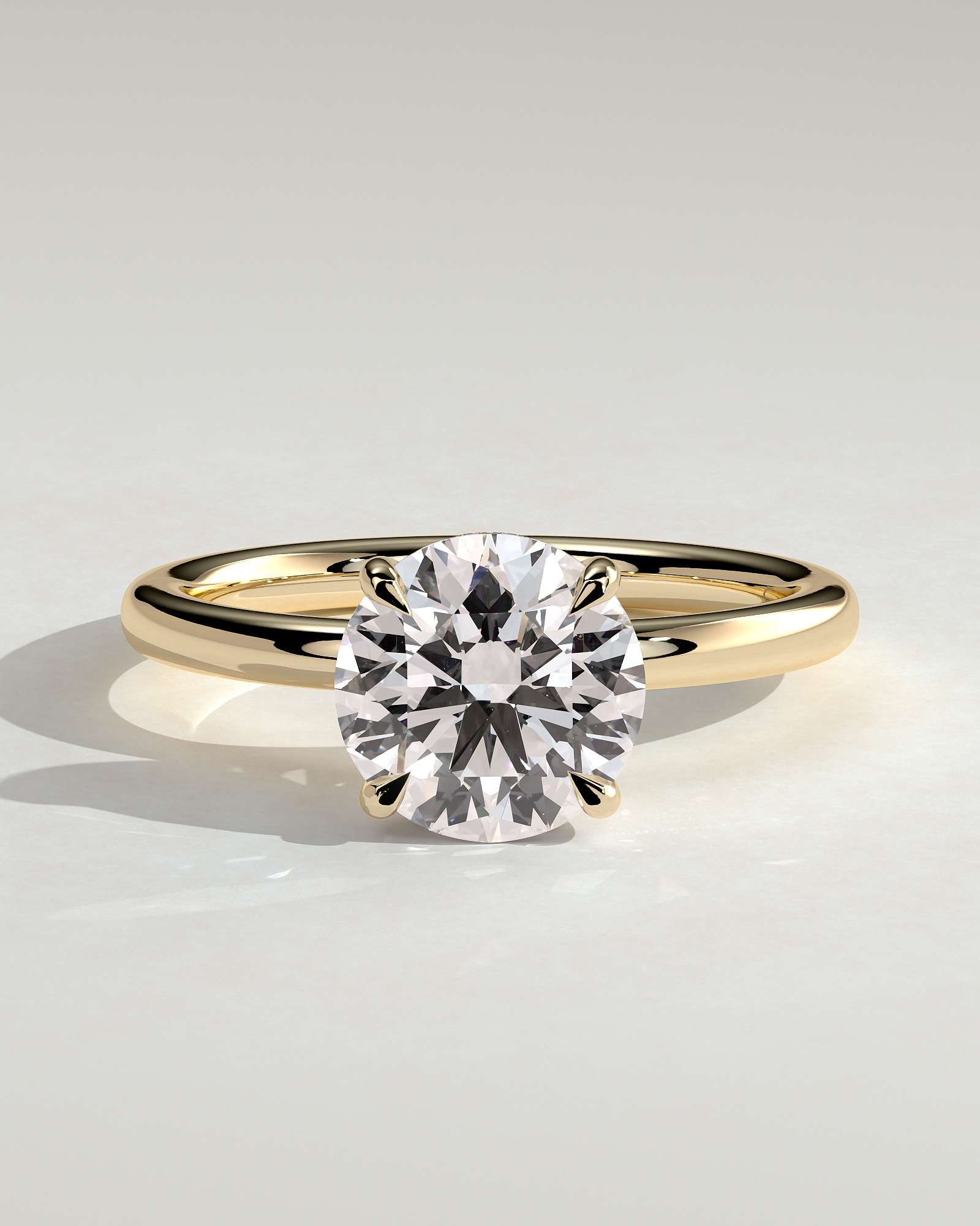 Bindi - Round Solitaire with Hidden Halo - 18k Yellow Gold