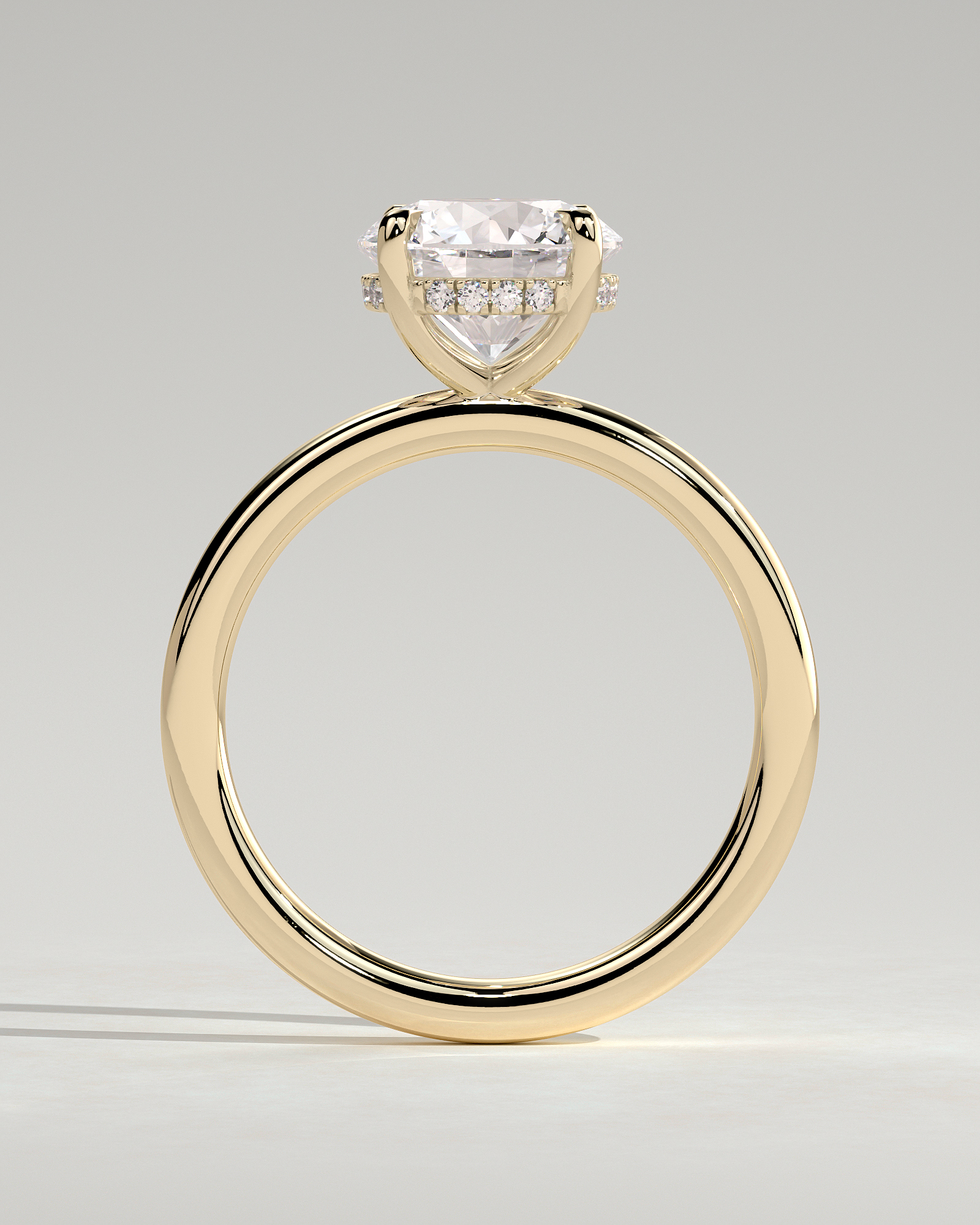 Bindi - Round Solitaire with Hidden Halo - 18k Yellow Gold
