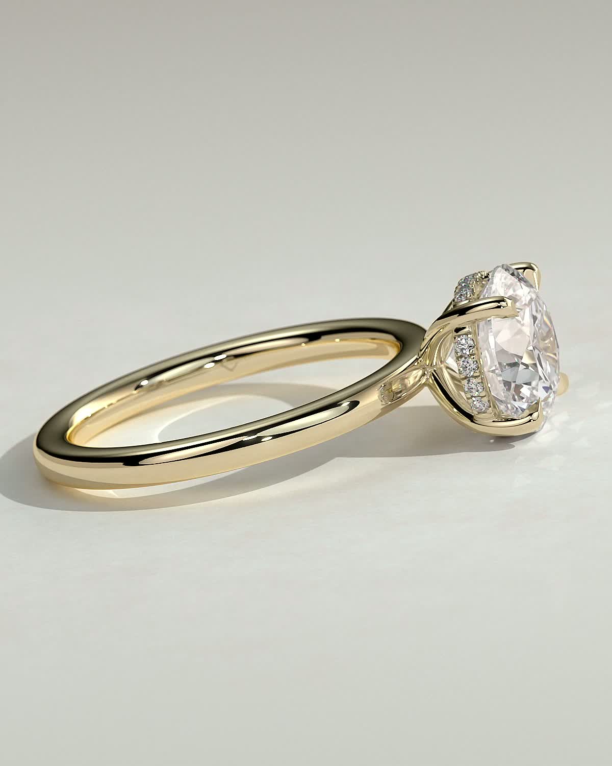 Bindi - Round Solitaire with Hidden Halo - 18k Yellow Gold