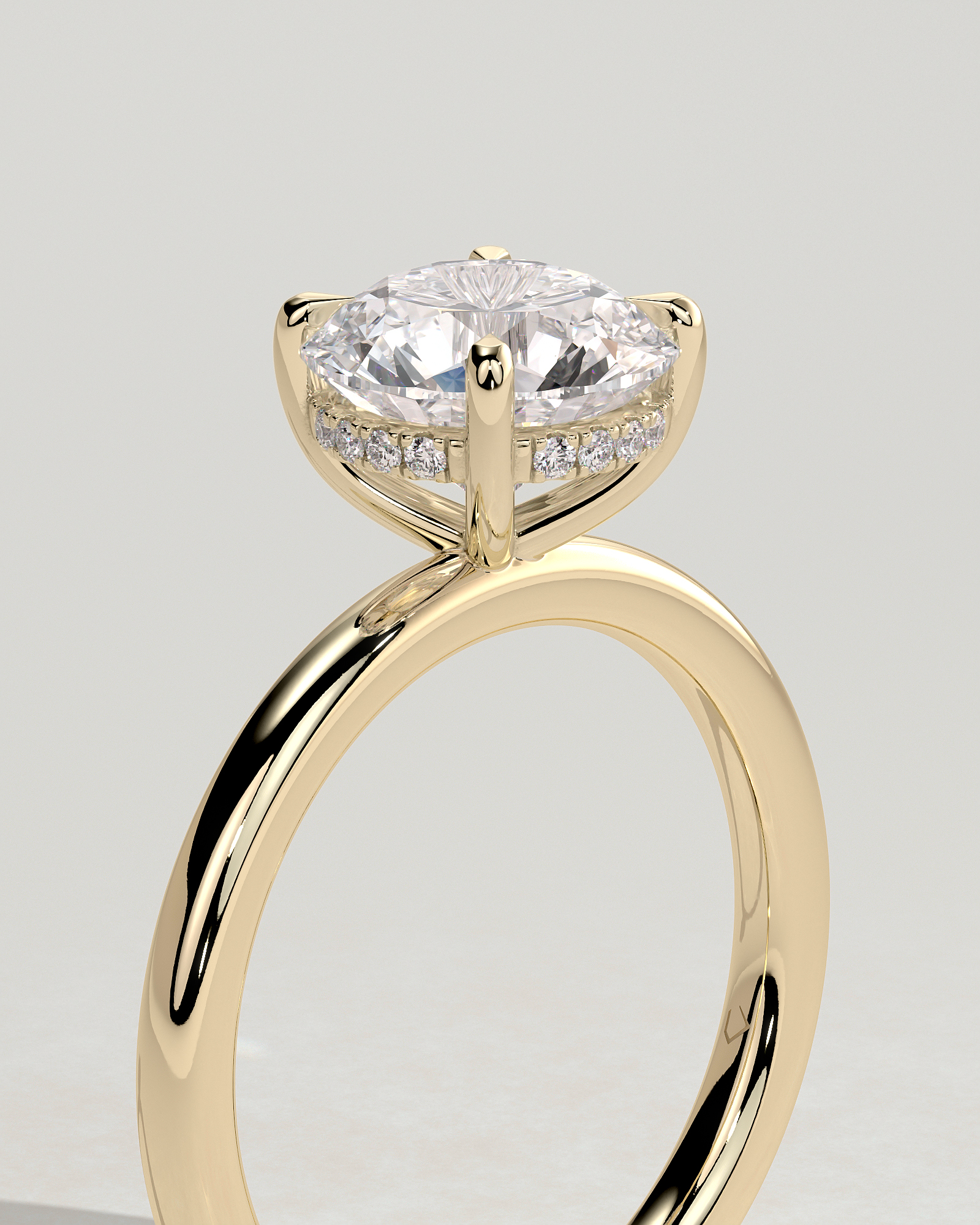 Bindi - Round Solitaire with Hidden Halo - 18k Yellow Gold