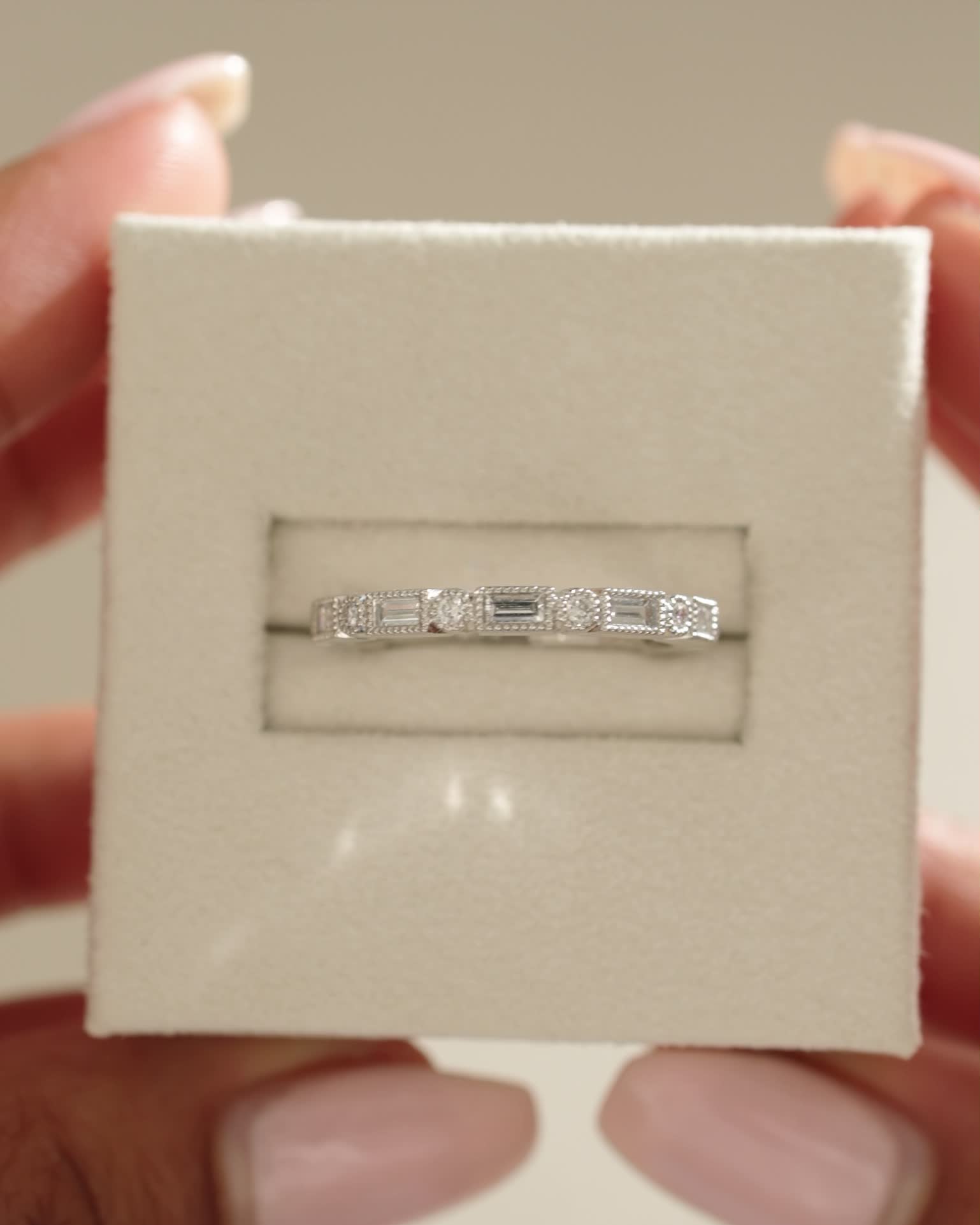 Birdie - Milgrain Setting Accent Stones Wedding Ring Lifestyle Image