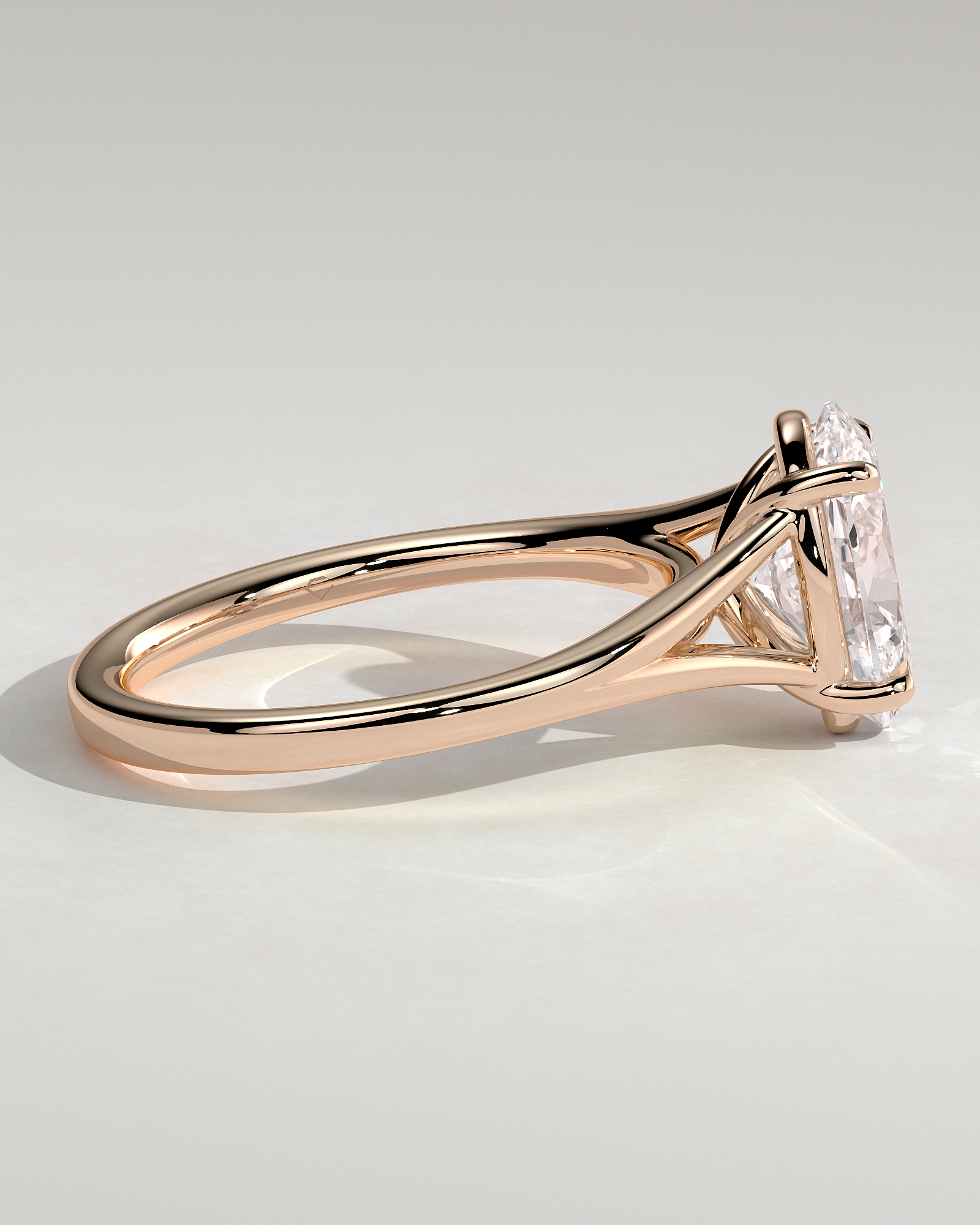 Blair - Oval Cathedral Solitaire - 18k Rose Gold