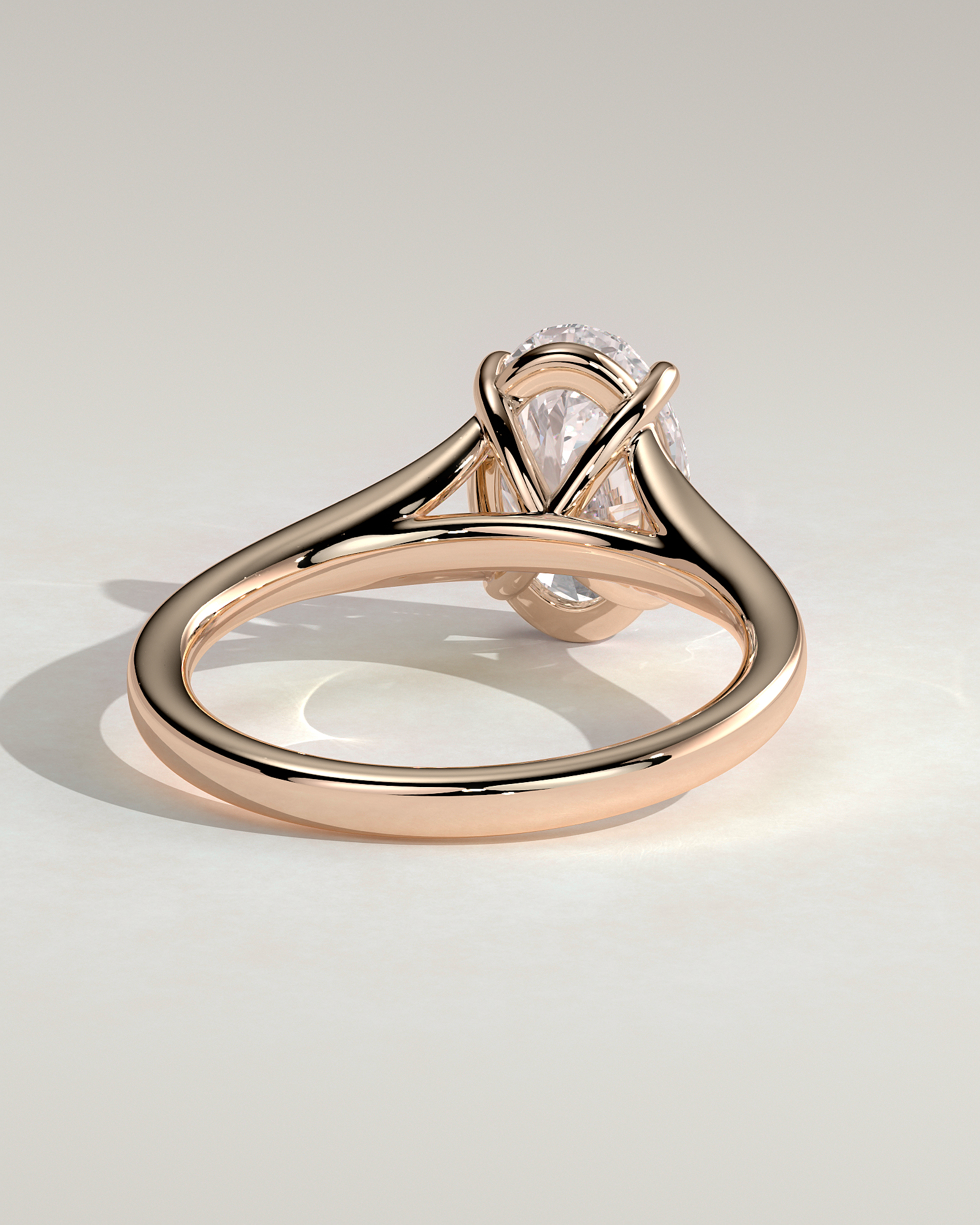Blair - Oval Cathedral Solitaire - 18k Rose Gold