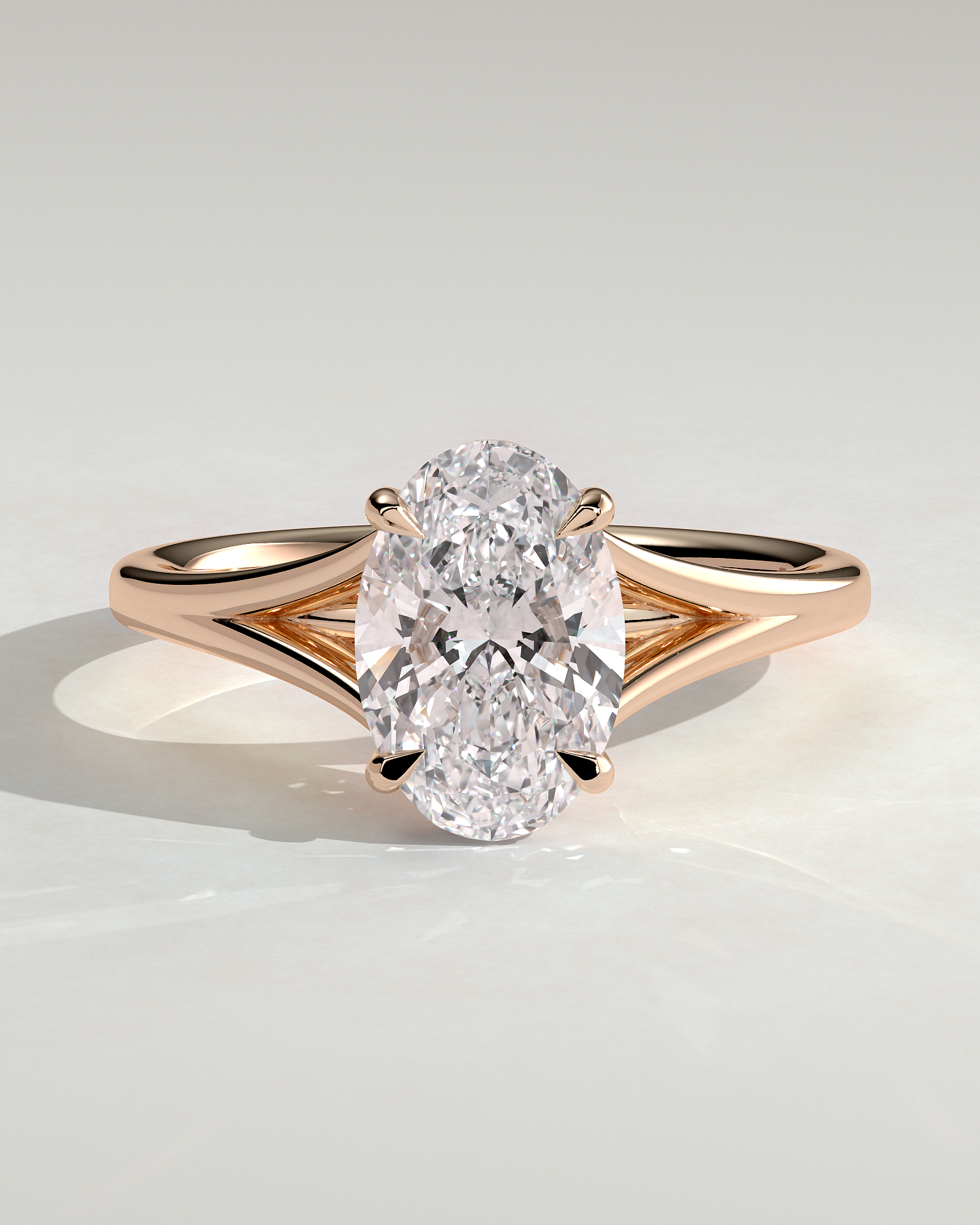 Blair - Oval Cathedral Solitaire - 18k Rose Gold