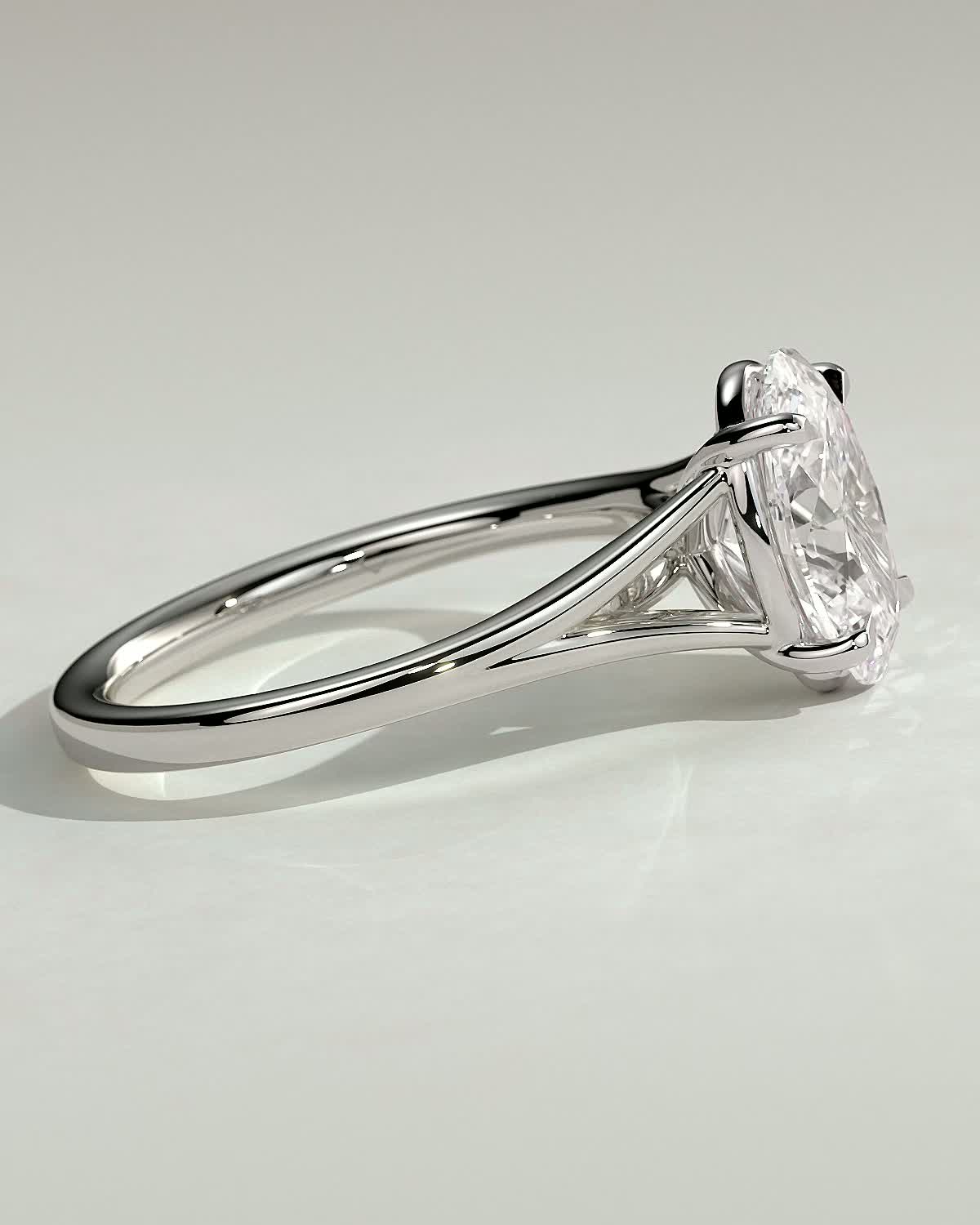 Blair - Oval Cathedral Solitaire - 18k White Gold