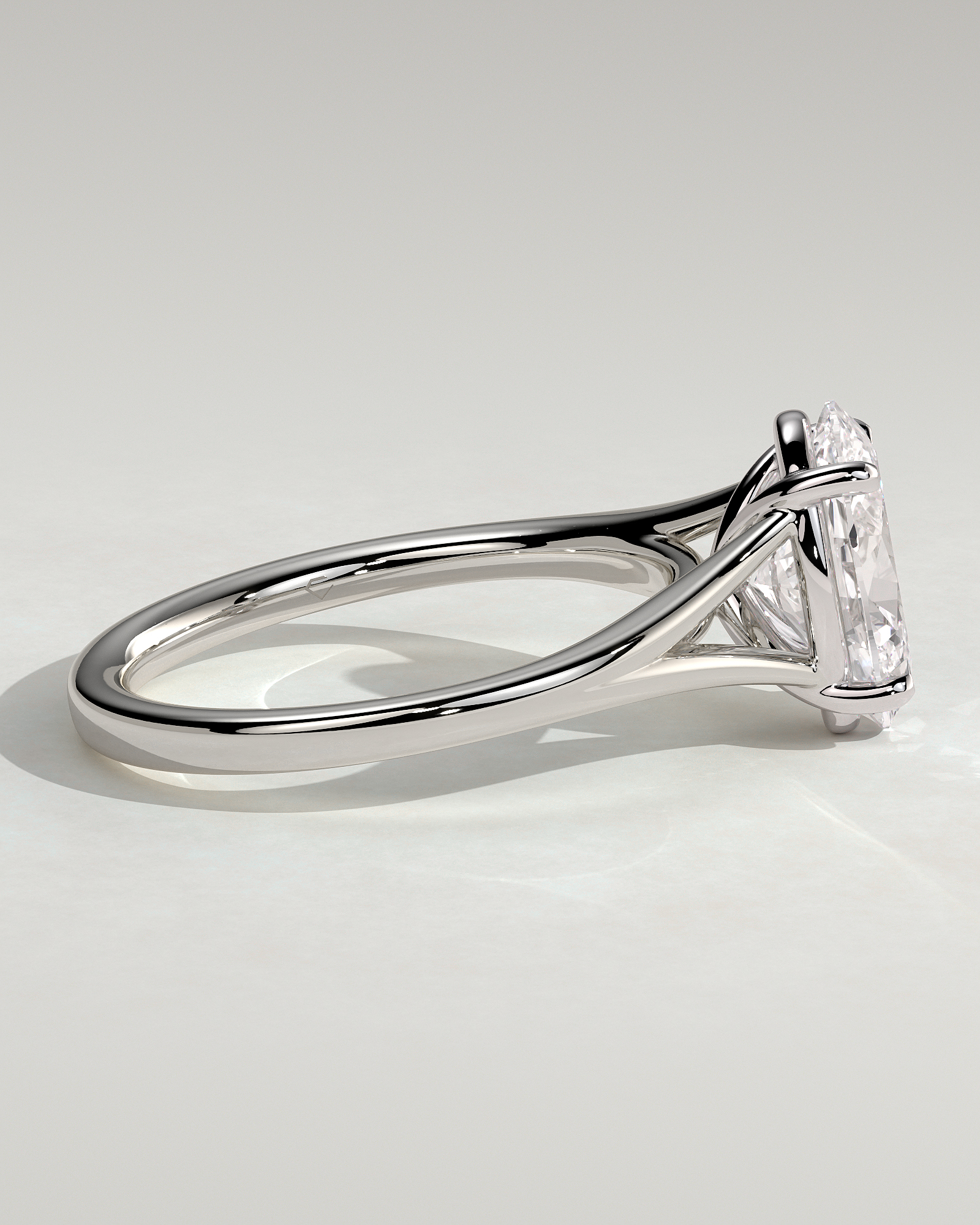 Blair - Oval Cathedral Solitaire - 18k White Gold