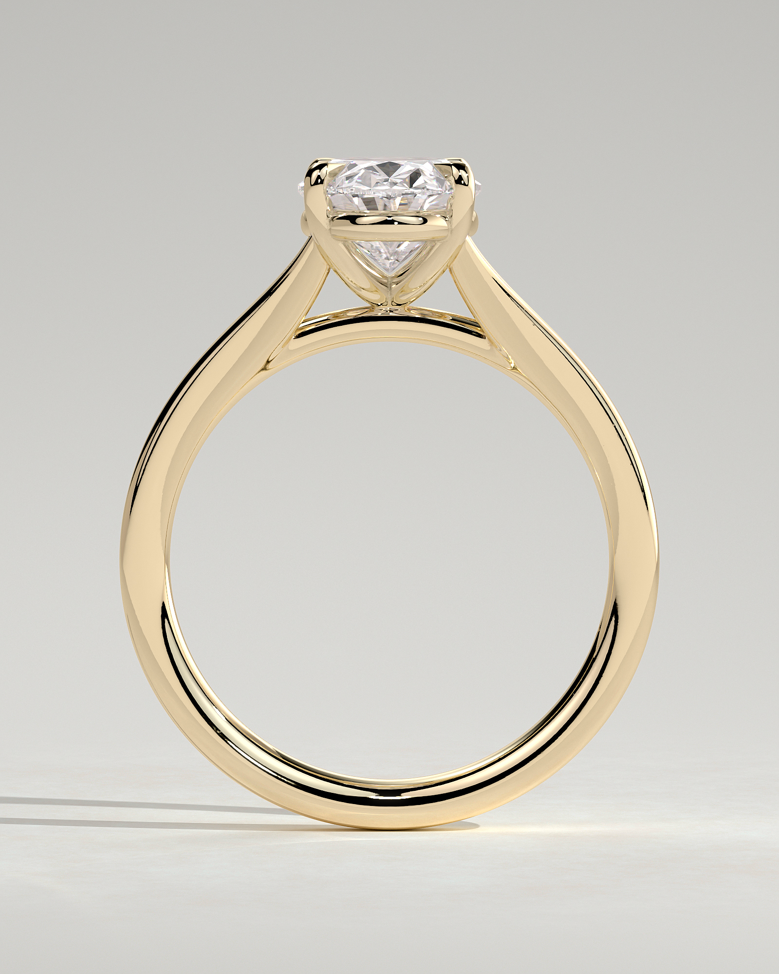 Blair - Oval Cathedral Solitaire - 18k Yellow Gold