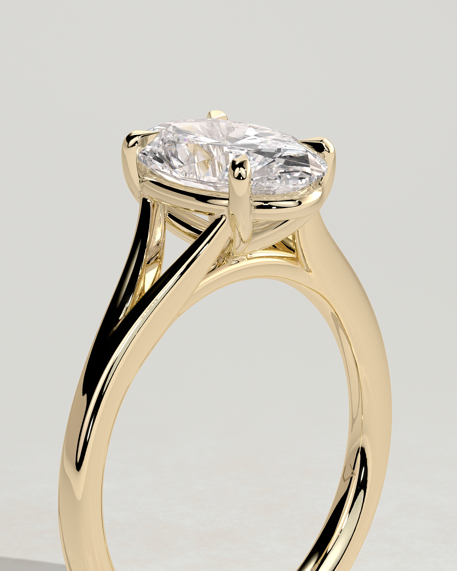 Blair - Oval Cathedral Solitaire - 18k Yellow Gold