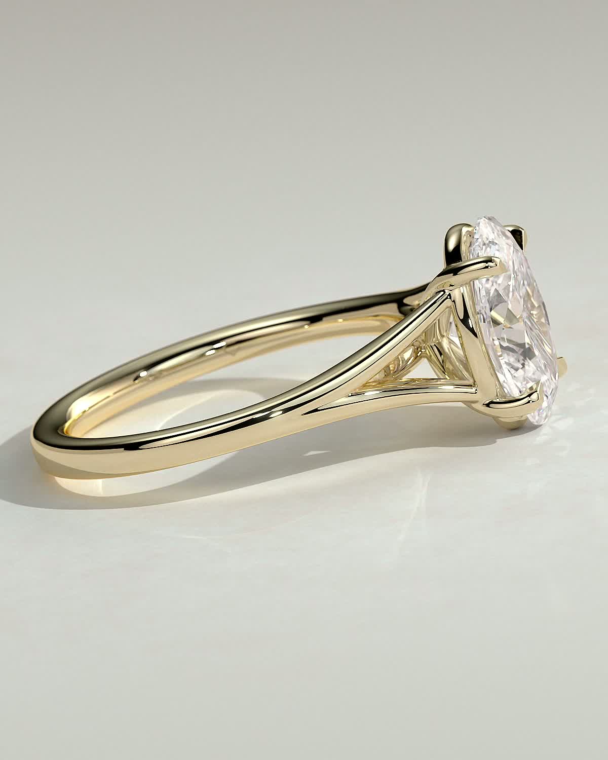 Blair - Oval Cathedral Solitaire - 18k Yellow Gold