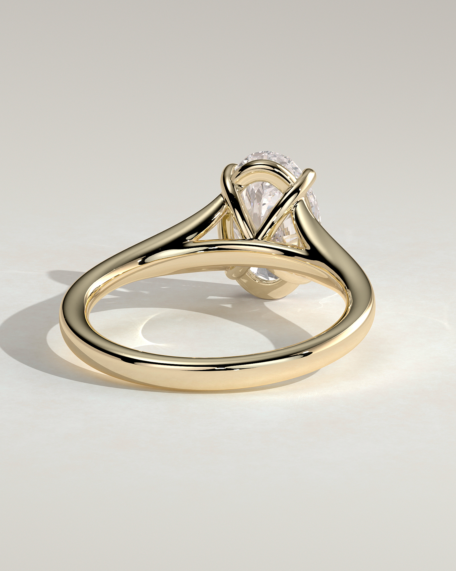Blair - Oval Cathedral Solitaire - 18k Yellow Gold