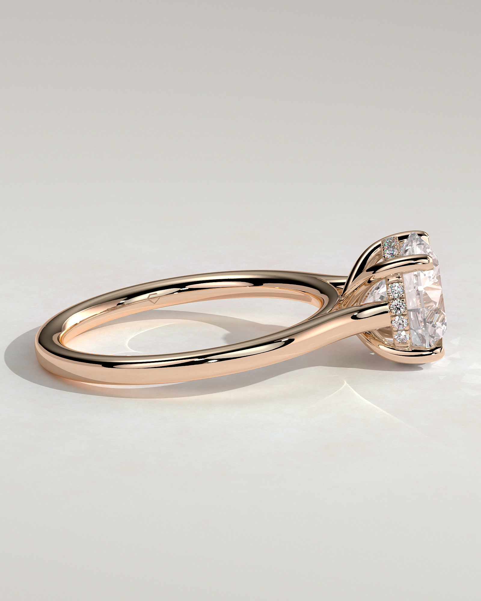 Bonnie  4 Claw Round Solitaire with Hidden Halo - 18k Rose Gold